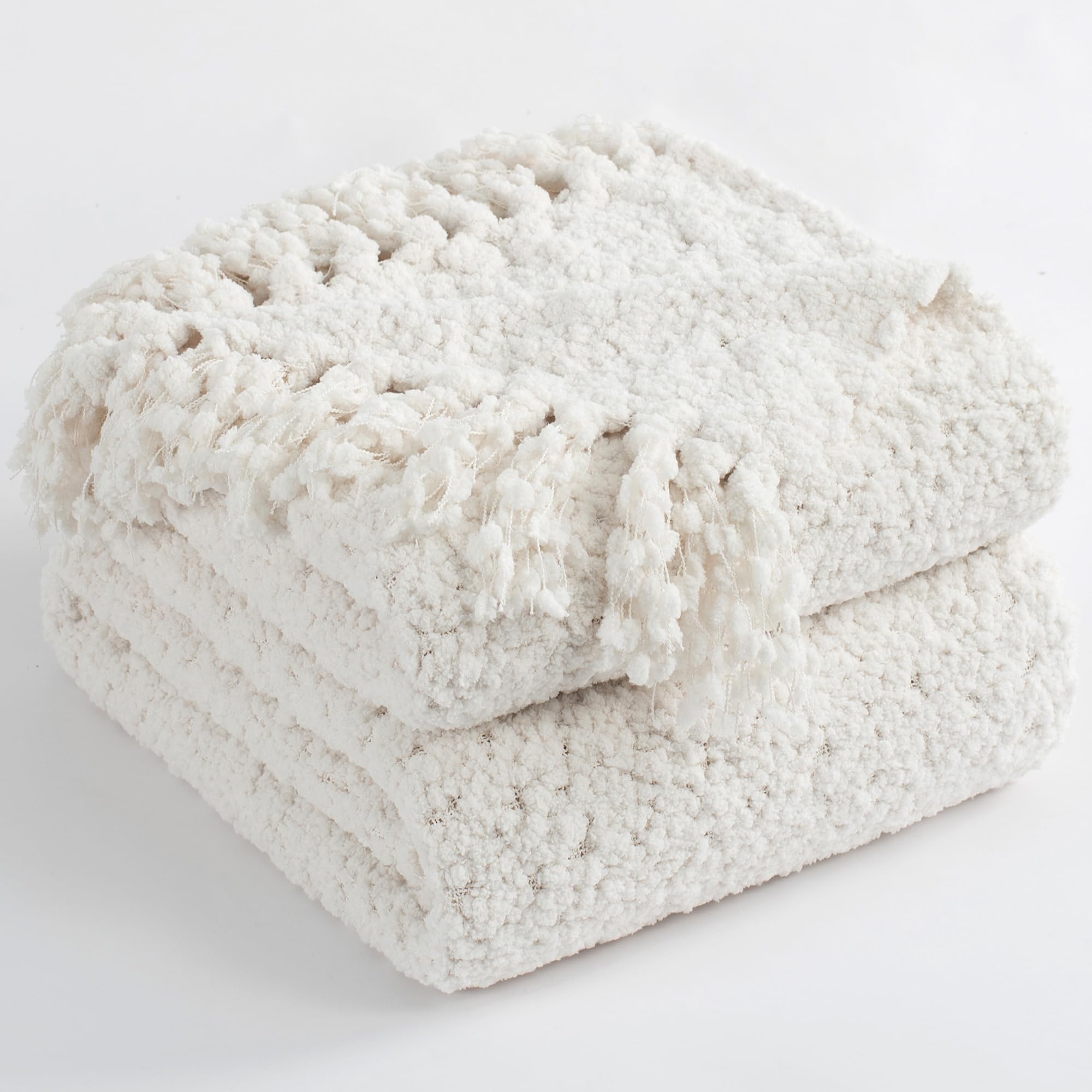 Coperta Decorativa Divano Maglia Coperta Divano Lavorata A Maglia Con Frange - 127x152 Cm, Acrilico, Morbida, Leggera, Rosa Polvere/Corallo Coperta 127x152 Cm