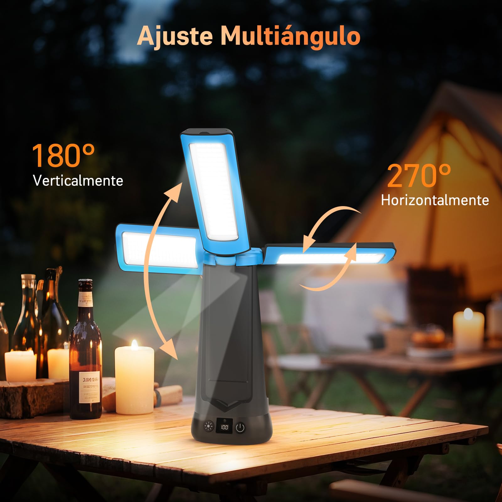 12000 mAh Foco LED Recargable con Trípode, 5000 LM Foco LED Exterior Batería, Luz Recargable Portátil Regulable & 5 Modos, Lámpara de Trabajo Ajustable para Construcción Taller Camping (Azul)