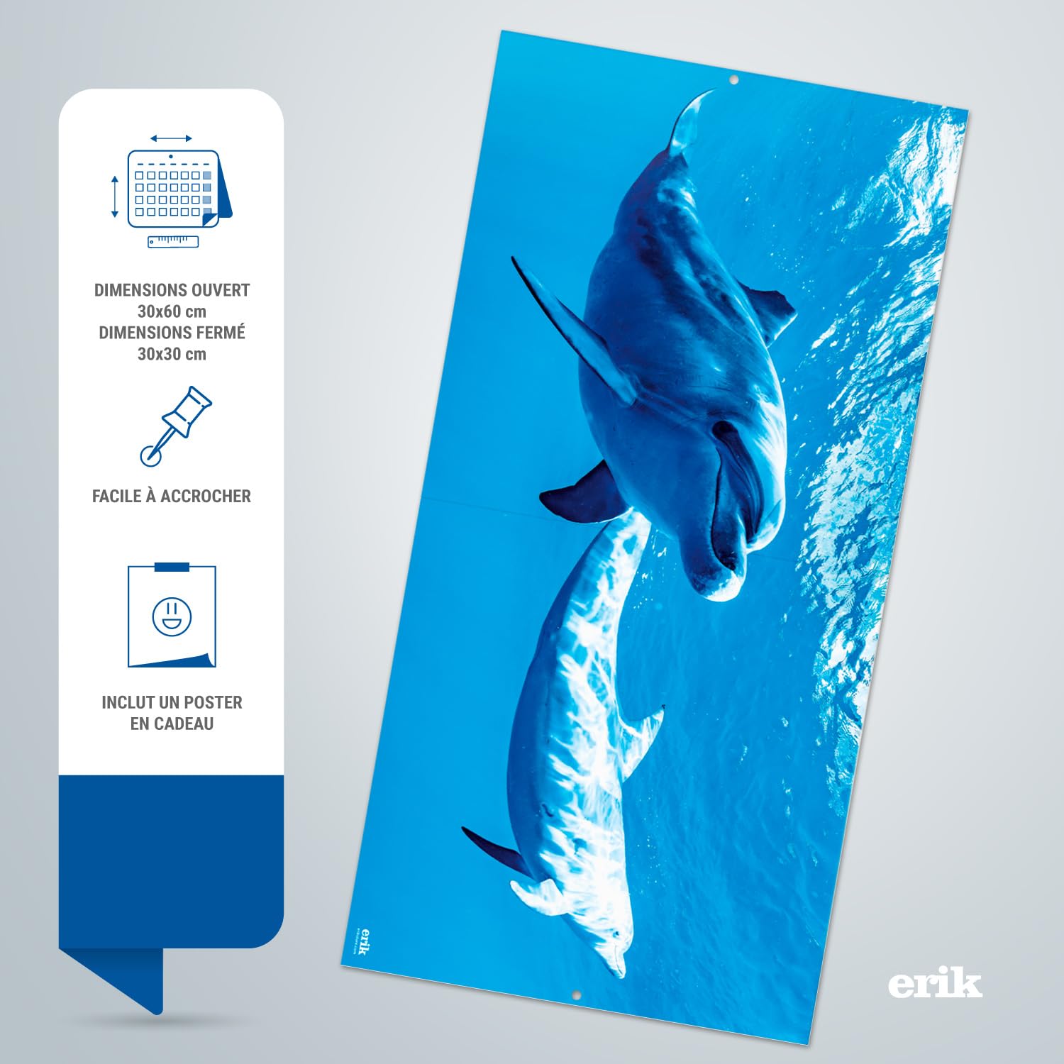 Calendrier De Bureau 2026 Chat Grupo Erik - Calendrier Mural 2023 2024 Dauphins | Calendrier Mensuel De Septembre 2023 à Décembre 2024 | 30 X 60 Cm, Certifié FSC, En Français Calendrier La Poste