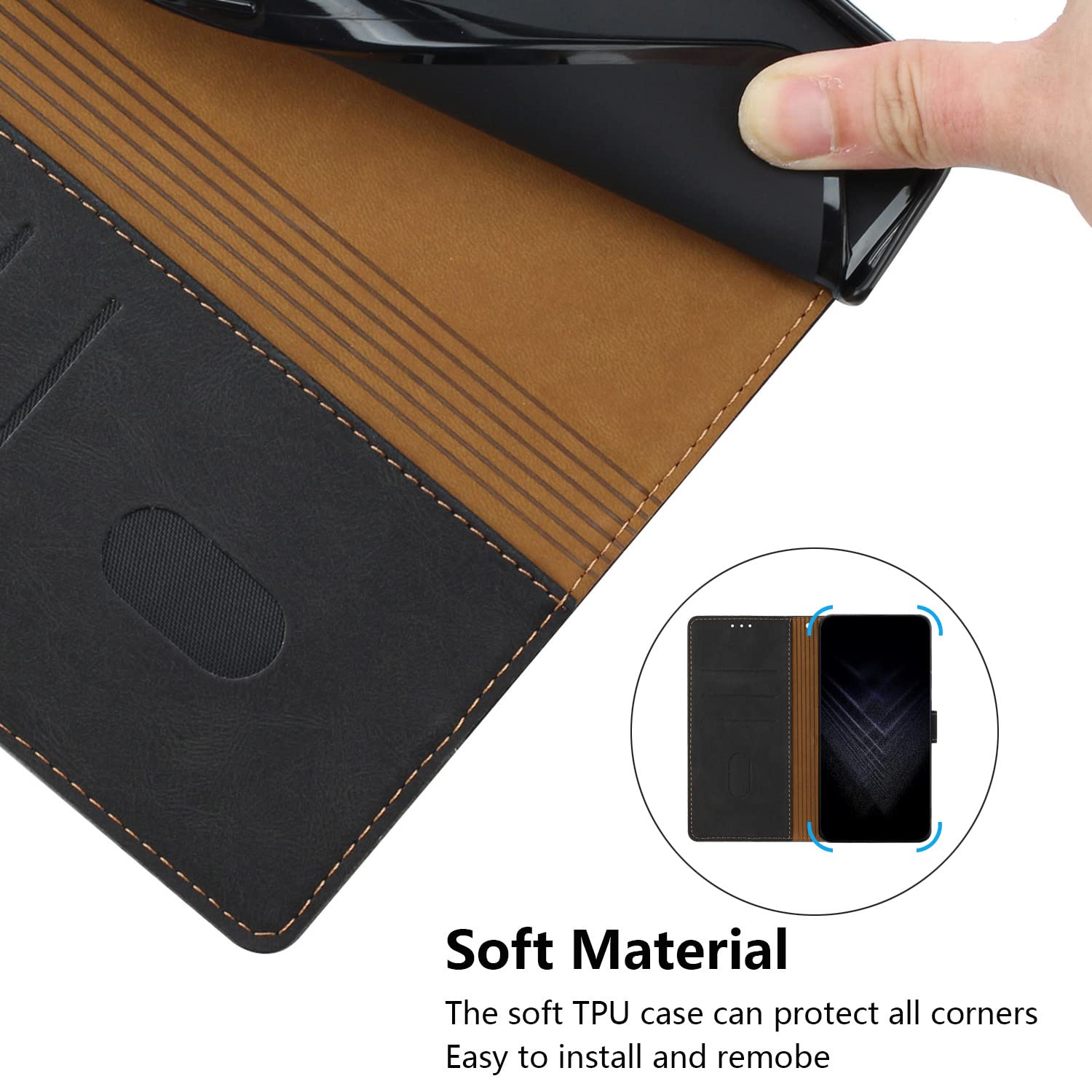 Cover per Xiaomi 15 Pro Libro in Pelle PU, [con 2 Pezzi Pellicola Vetro Temperato] Custodia Portafoglio Antiurto [Blocco RFID] [Funzione di Supporto