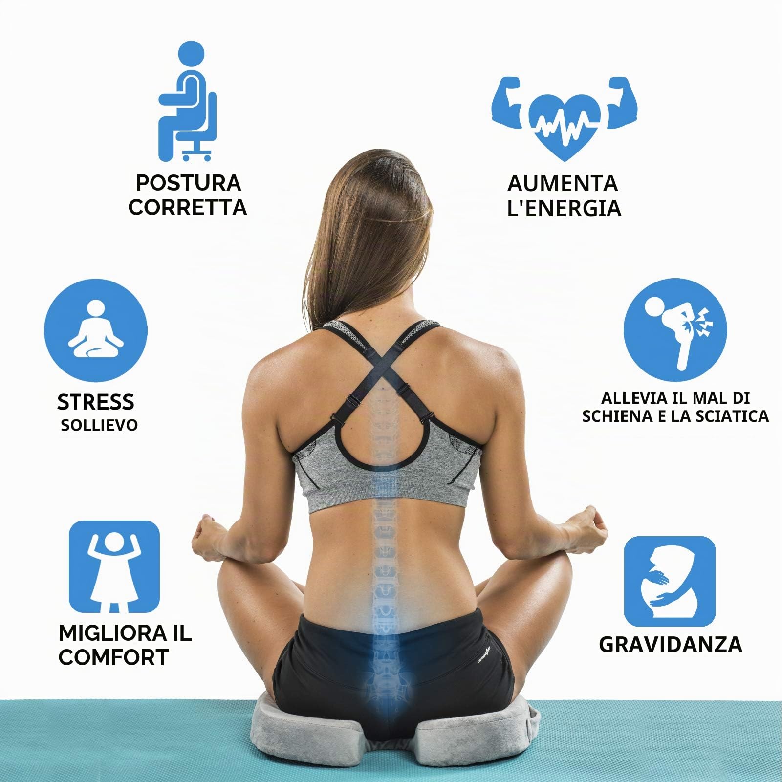 ComfiLife - Cuscino per seduta, altissima qualità, confortevole, antiscivolo, ortopedico, 100% memory foam, coccige, dolore al sedia da ufficio, sedile auto, sollievo mal di schiena e sciatica