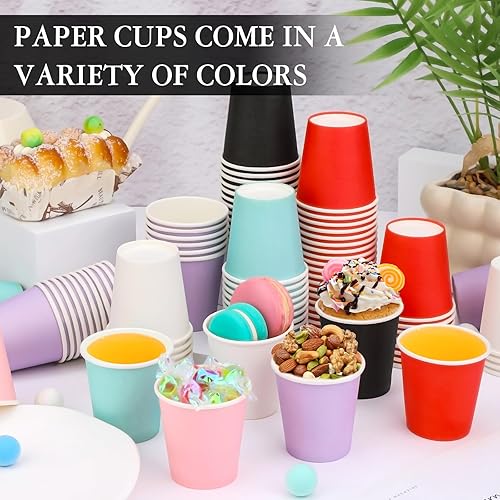 Miniatura 6 de Paquete de 100 vasos de papel de 3 onzas, vasos desechables para baño, enjuague bucal, expreso, aperitivos y uso diario, adecuado para el hogar,