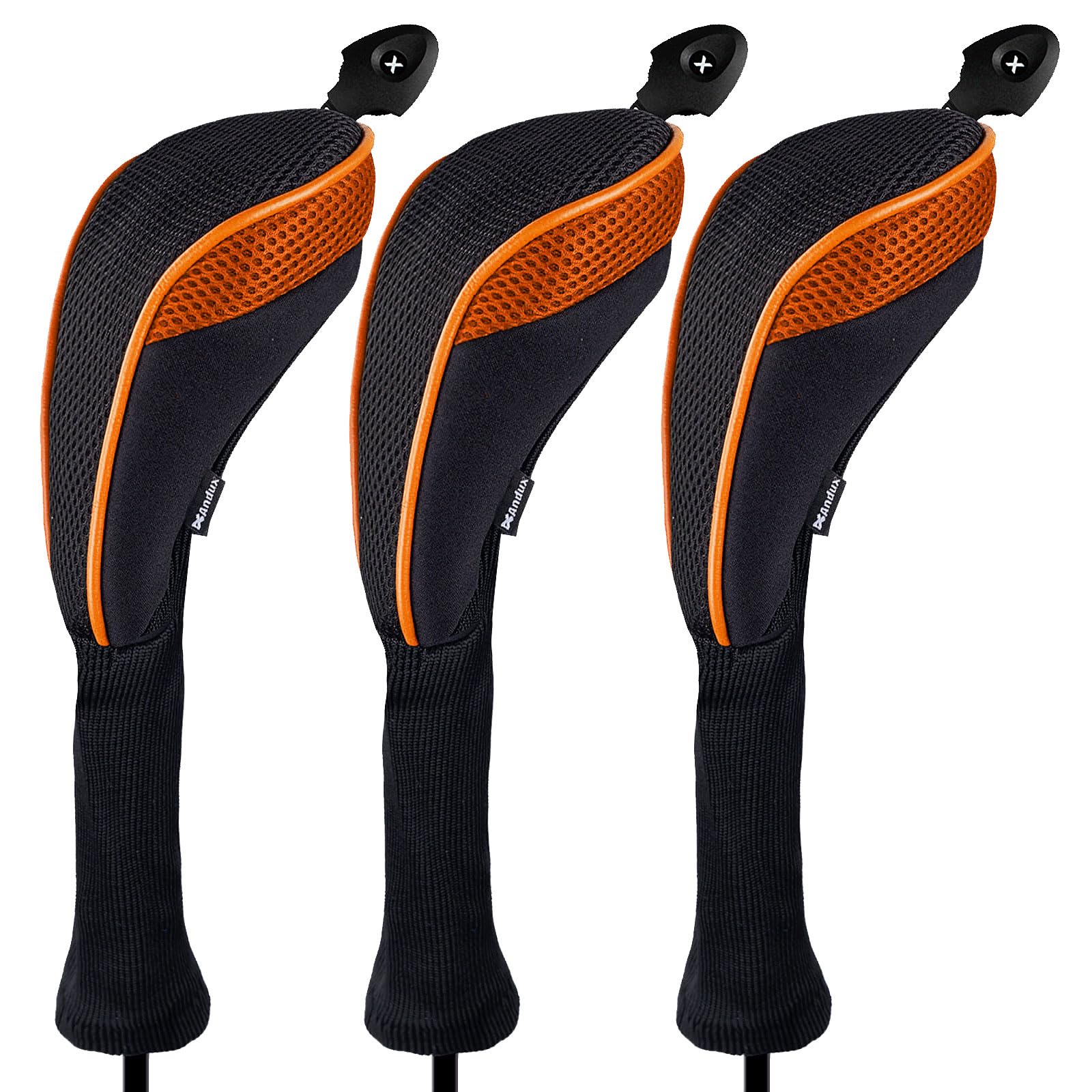 Andux 3 Pack Long Neck Golf Hybrid Club Head Covers Dial No. Tag CTMT-01 Orange
