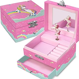 Masroo Musical Unicorn Jewelry Box for Girls - Handcrafted Gift for Little Girls Age 4-6