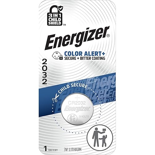 Energizer 2032 Batteries (1 Pack), 3V Lithium Coin Batteries with 3-in-1 Child Shield