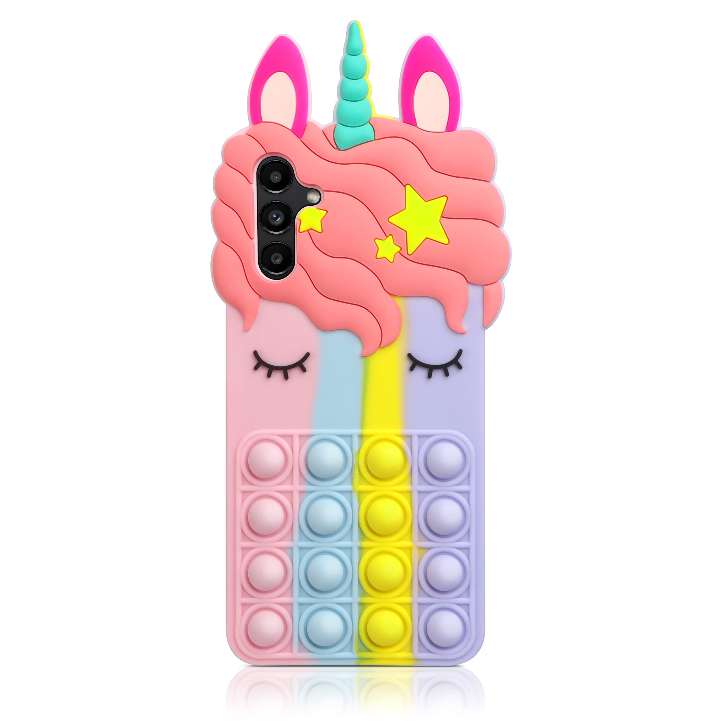 HoneyAKE for Samsung Galaxy A13 5G Case Cartoon Phone Cases Bubble Bumper Protective Soft Silicone Shockproof Cool Kawaii Cute 3D Phone Cover for Women Girls Boys Case for Galaxy A13 6.5'', Rainbow