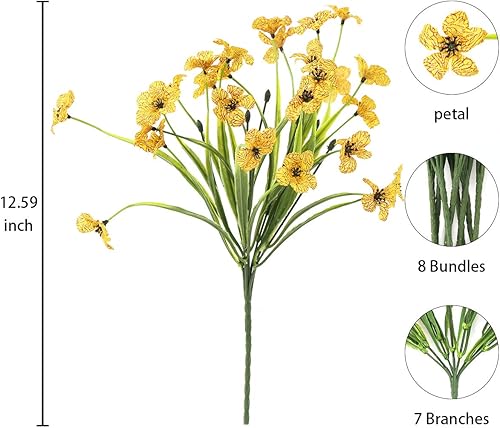 Miniatura 2 de Flores artificiales para exteriores, 8 ramos de flores falsas para exteriores resistentes a los rayos UV, plantas de flores de plástico sintéticas