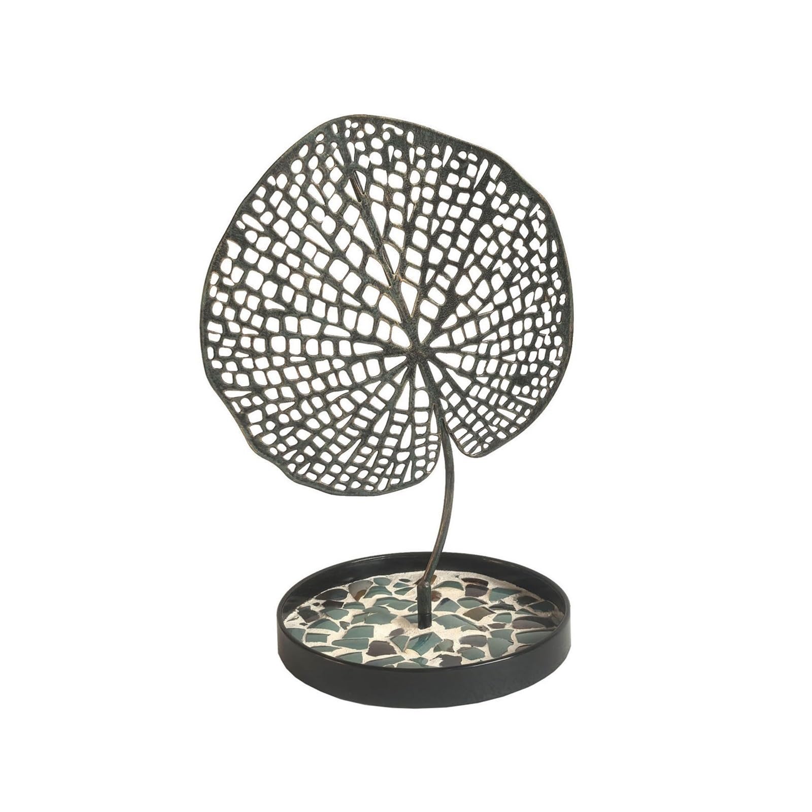 Lh7sRc3kH Jewellery stand Iron Lotus Leaf Jewelry Stand with Ceramic Tray