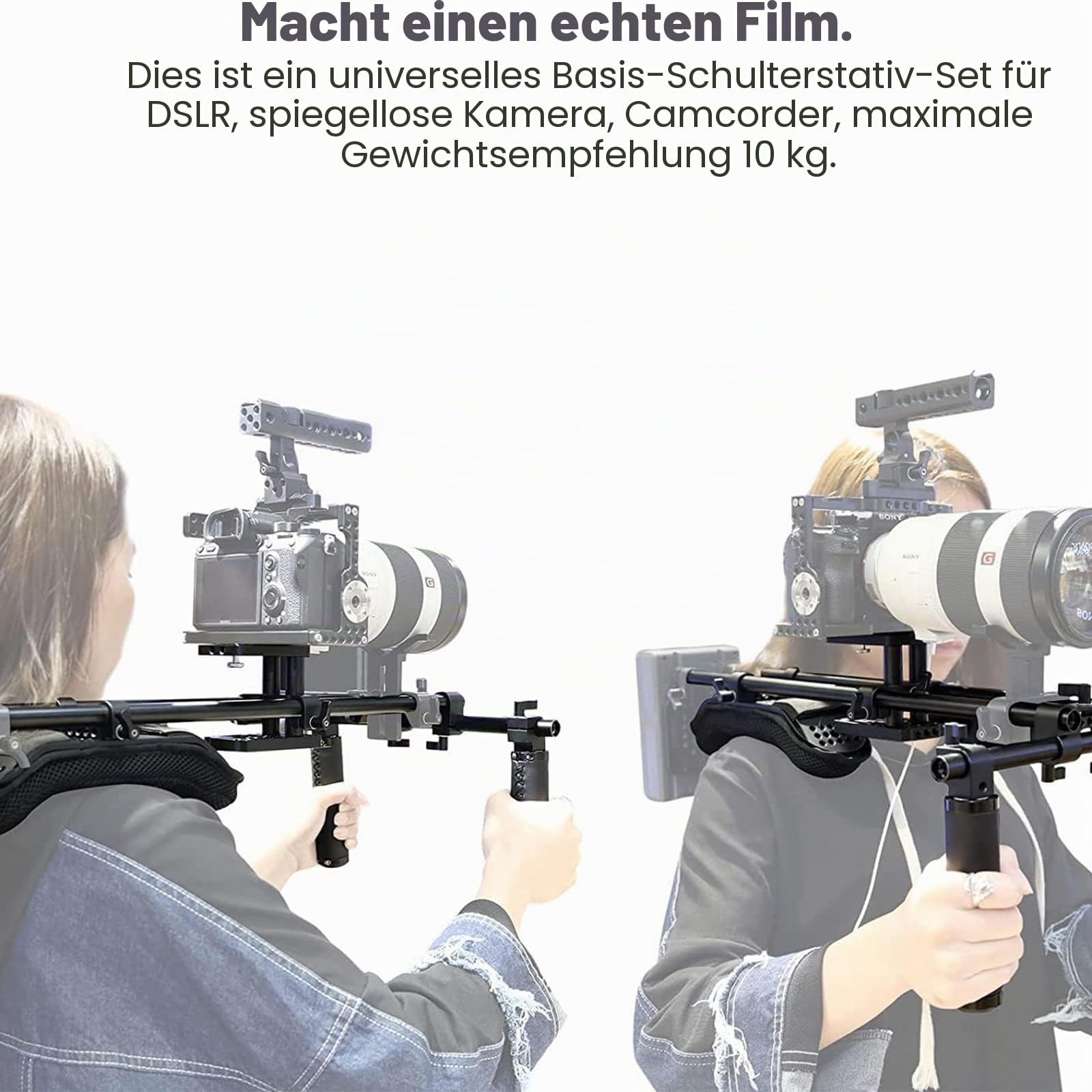 NICEYRIG Shoulder Rig Support Film Maker System with Camera/Camcorder Baseplate Mount Slider Kit