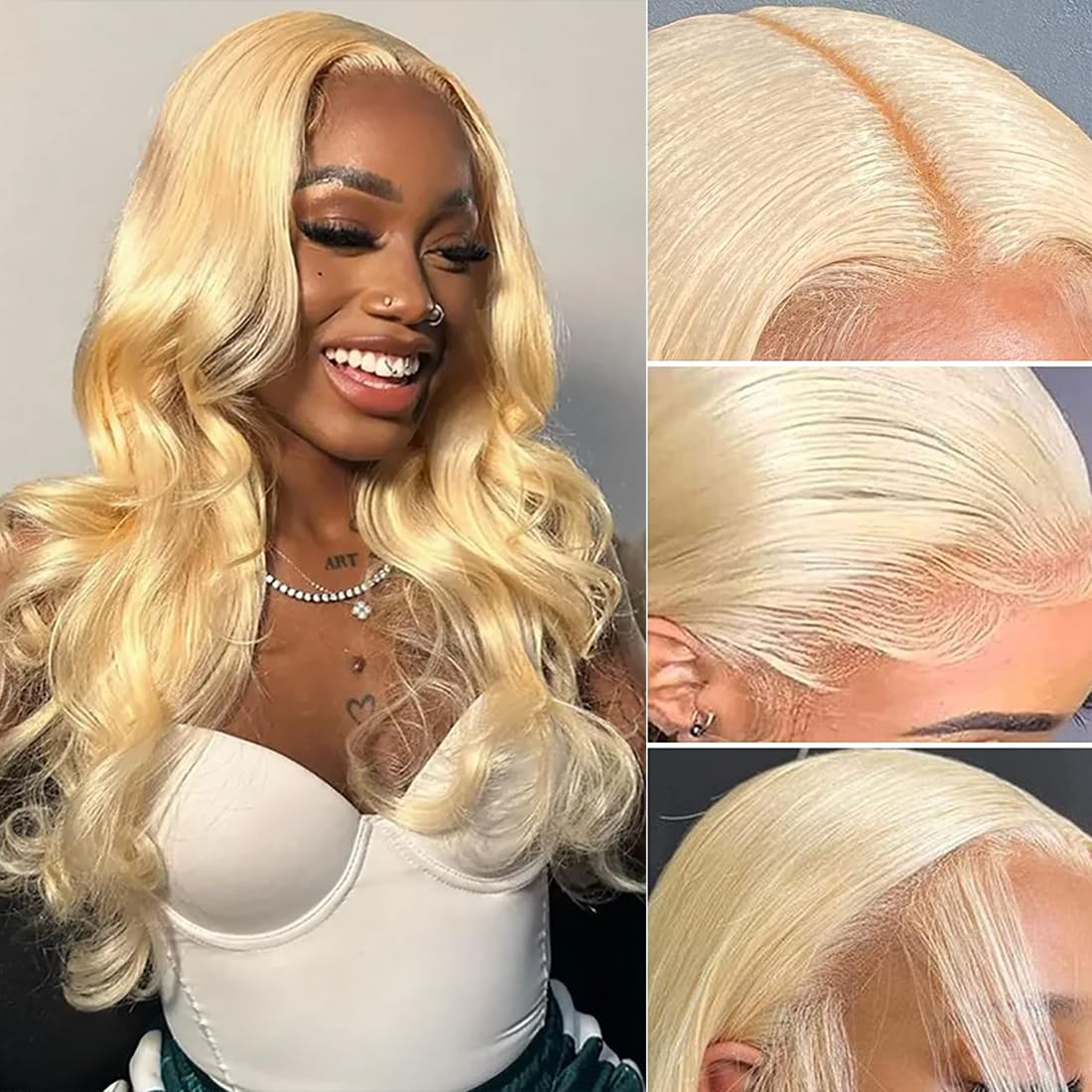 Jewhaut 613 13x6 Lace Front Wig Human Hair Body Wave Blonde Wig Human Hair 613 HD Transparent Lace Frontal Wigs Human Hair Pre Plucked Blonde Human