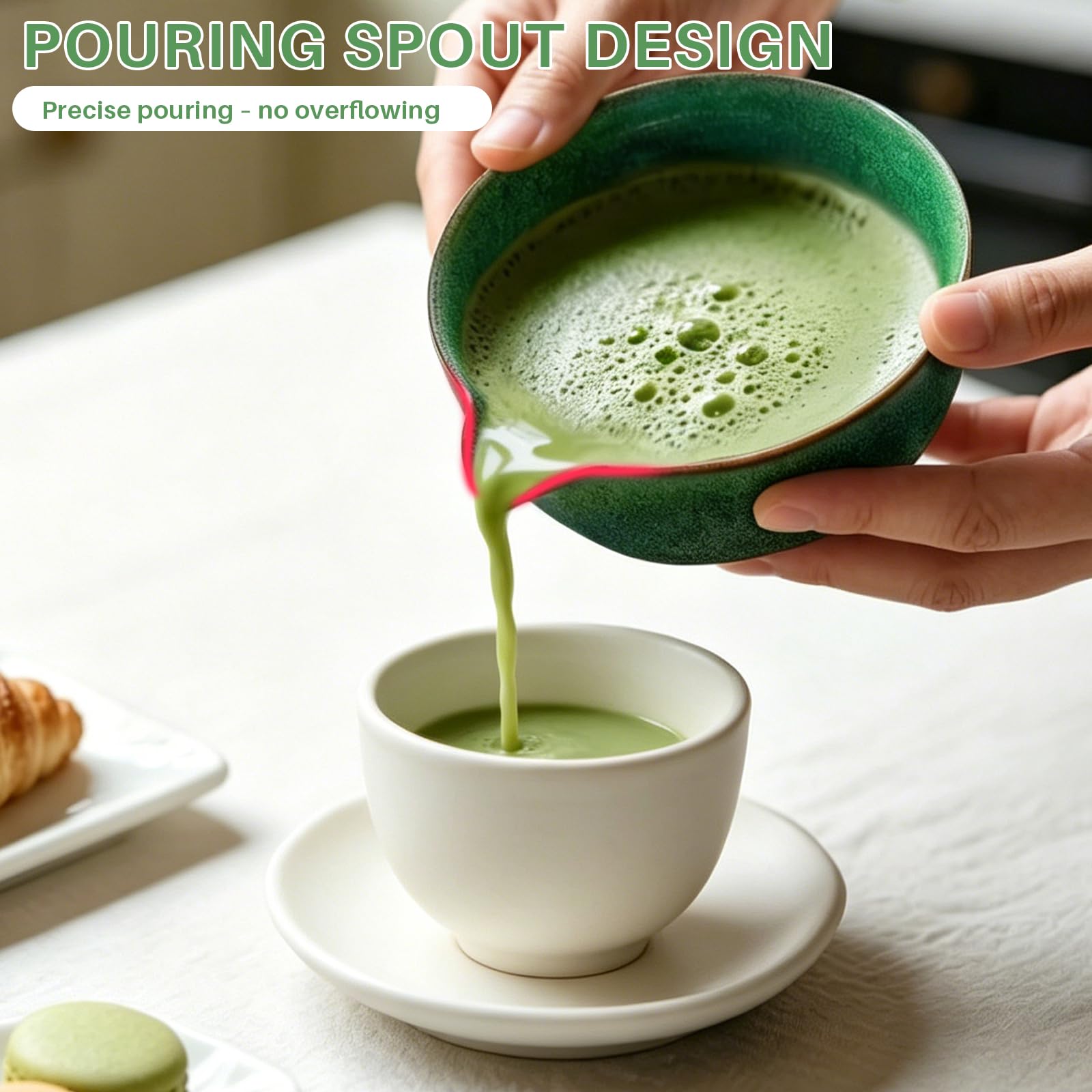 Matcha Kit 8 Piezas - Kit Té Matcha Completo con Tazón de Matcha con Pico, Batidor de Bambú (Chasen) y Accesorios Completos, Perfecto para Ceremonias Japonesas y Lattes Caseros (Matcha Verde) — view 7