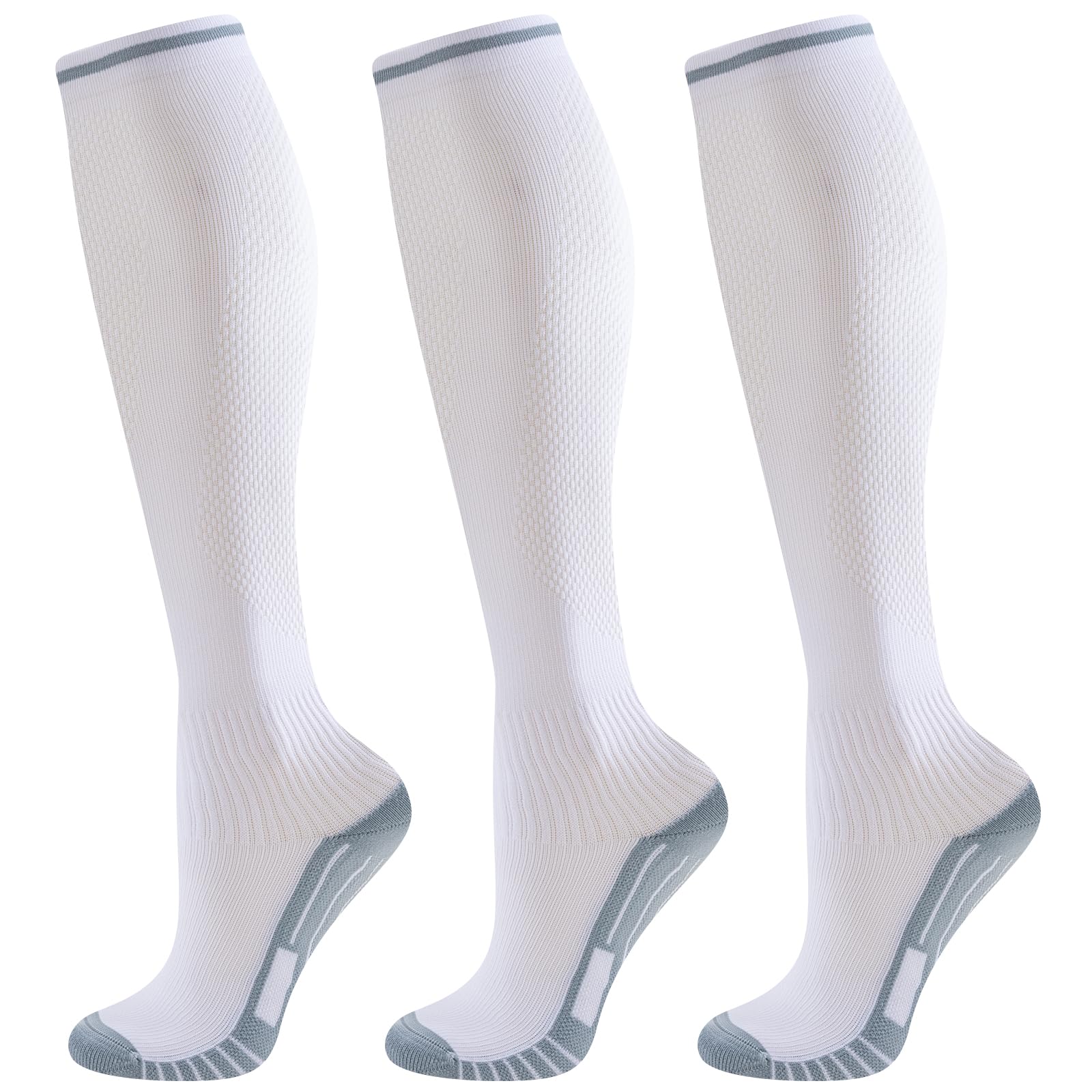 Niorasen Compression Socks for Women & Men, 3 Pairs Flight Socks, Travel Socks, Compression Stockings Fit Running, Football, Flying, Medical, Prevent Varicose Veins, Promote Circulation (20-30mmHg)