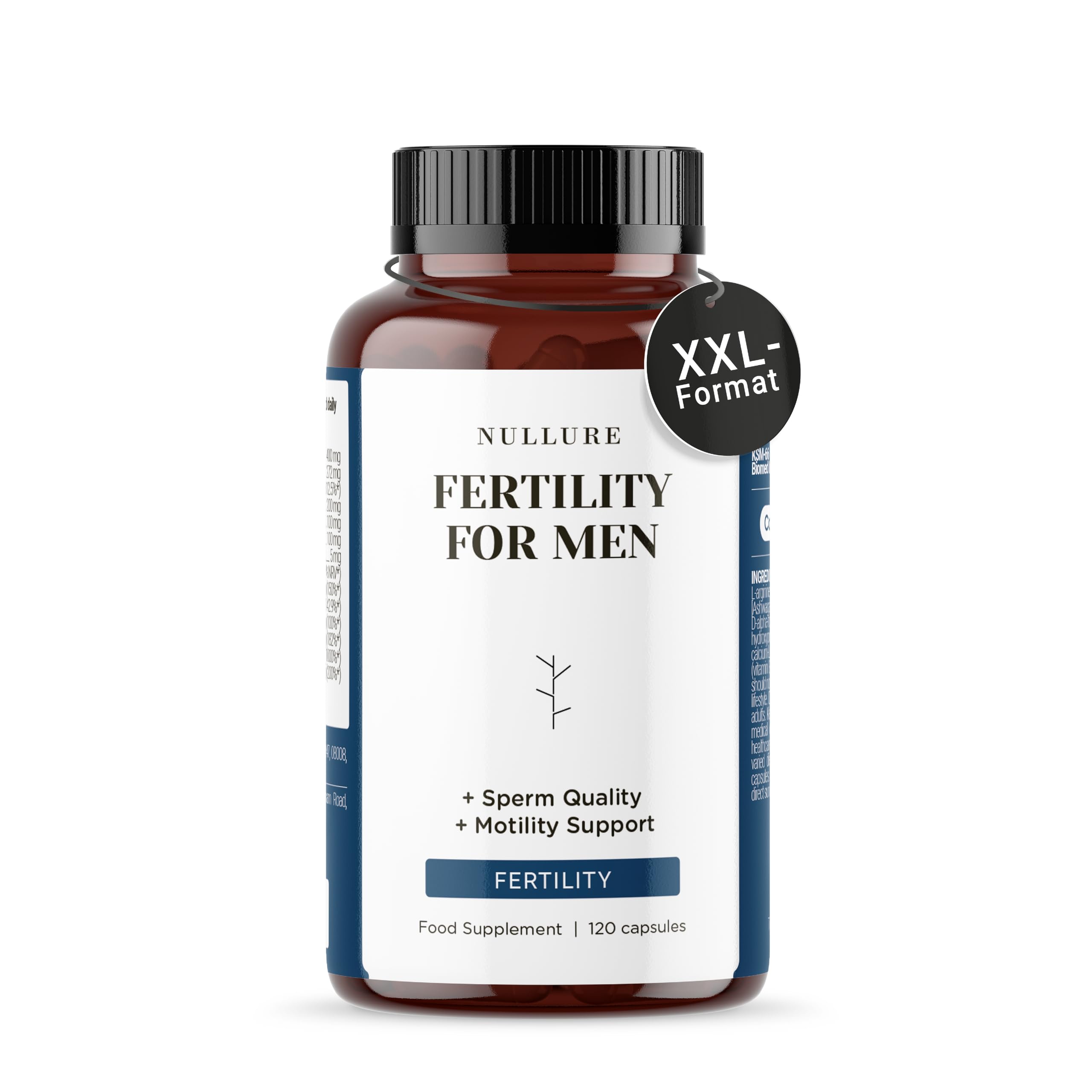 Nullure Fertilität Mann | Unabhängig getestet | L-Carnitin + CoQ10 + L-Arginin + Zink | Kinderwunsch Männer | Fertility for Men | 120 Stück 2 Monat | Hergestellt in Barcelona