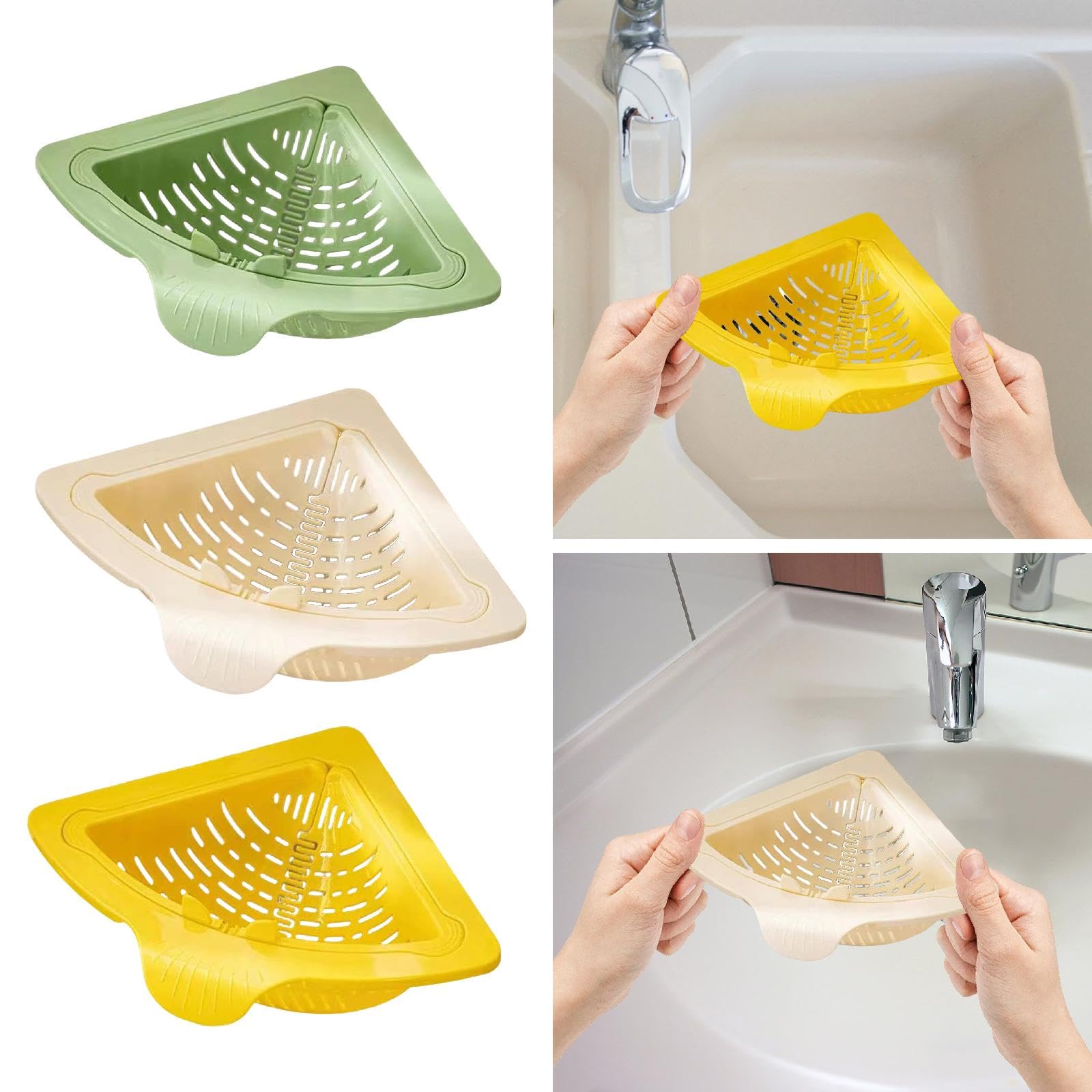 ZOOMELLA® Kitchen Sink Strainer Basket Easy Installation Home Corner Sink Food Catcher Green-image-26
