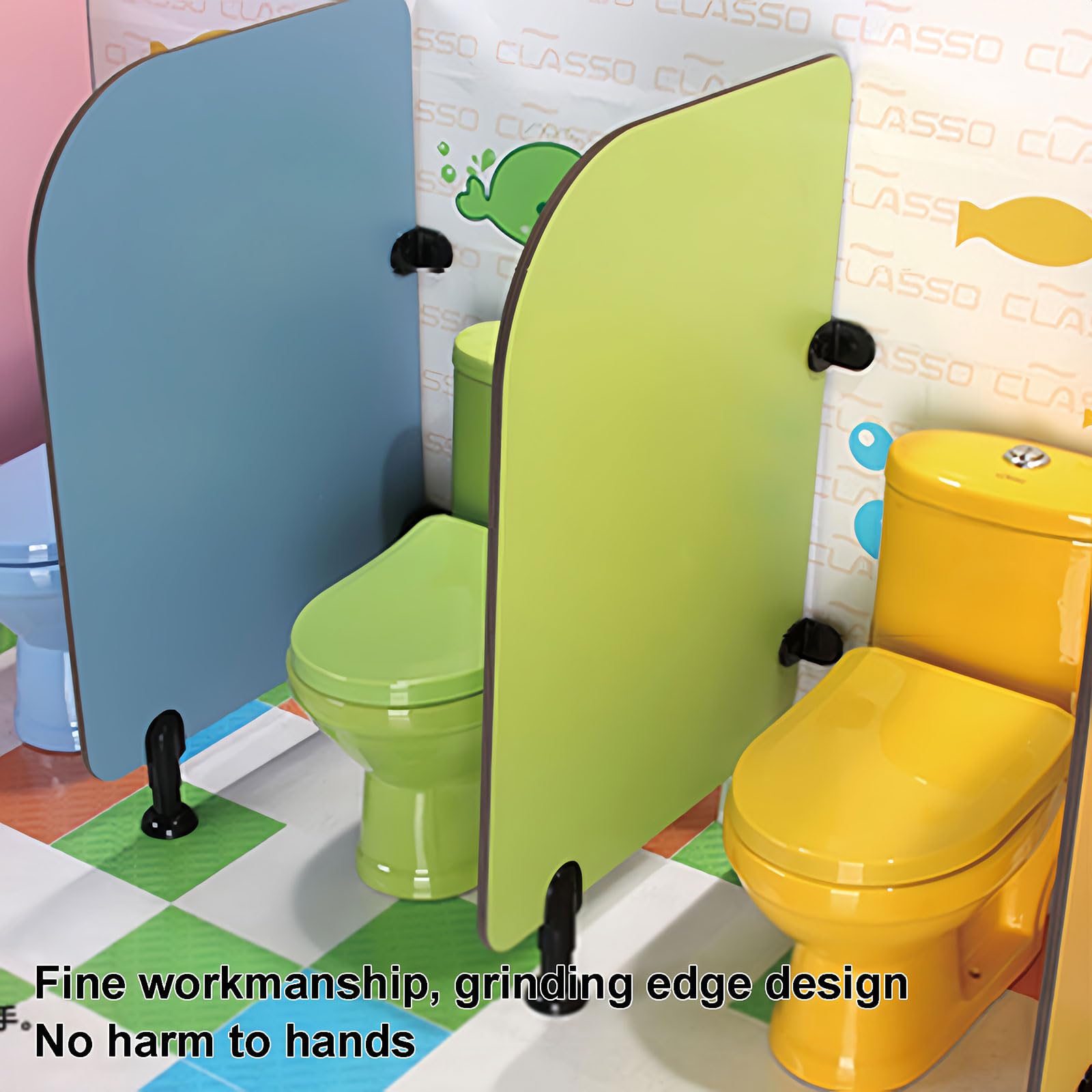 Particiones impermeables para inodoro para jardín de infantes, 2 unidades, color verde y resistentes a la humedad, ideal para zonas de juegos y zonas infantiles
