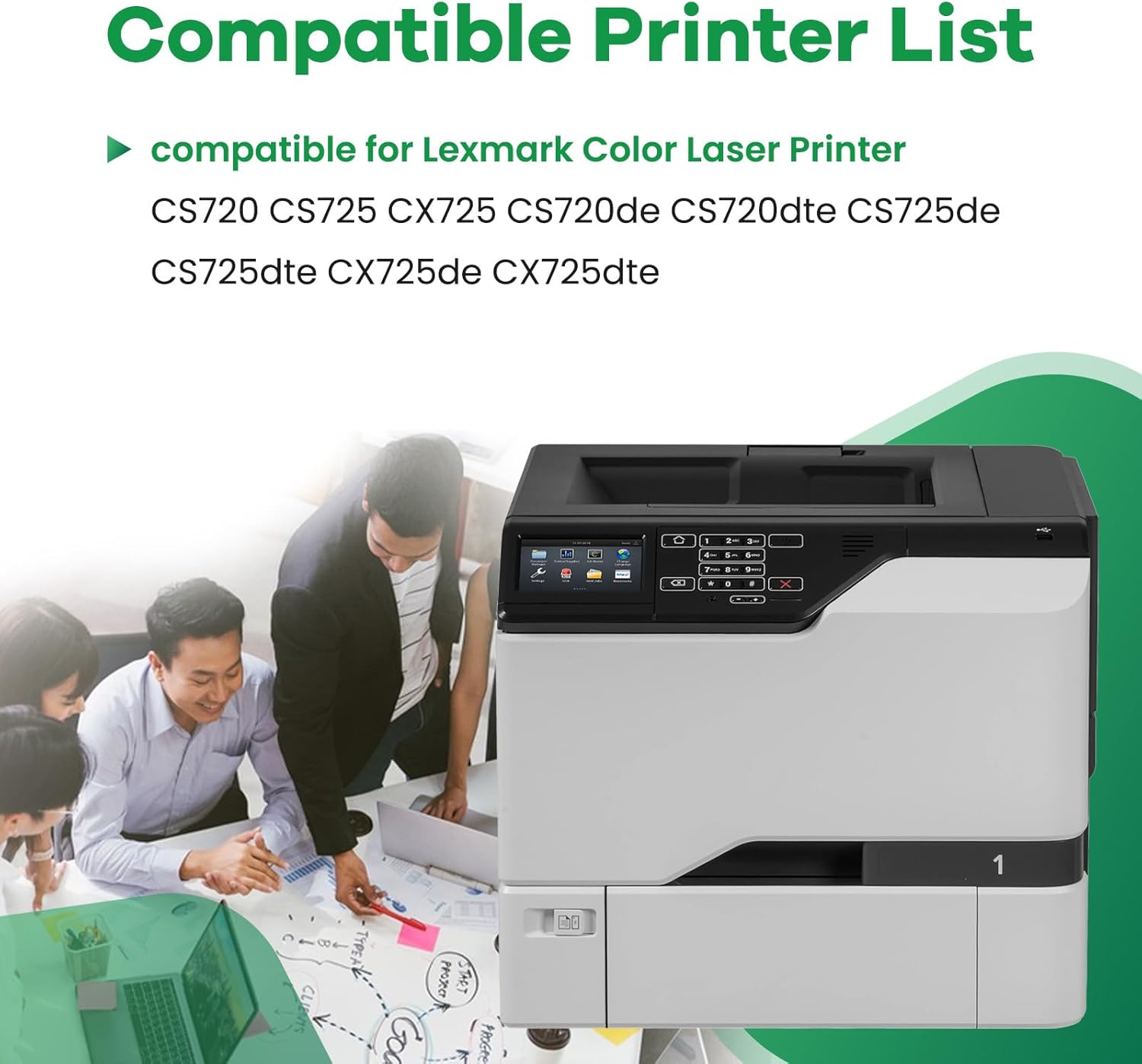 CS720 CS725 CX725 Toner Cartridges High-Yield 74C10K0 74C10C0 74C10M0 74C10Y0 Toner Cartridge Replacement for Lexmark CS720de CS720dte CS725de CS725dte CX725de CX725dte Printer Ink 4-Pack (BK/C/M/Y)