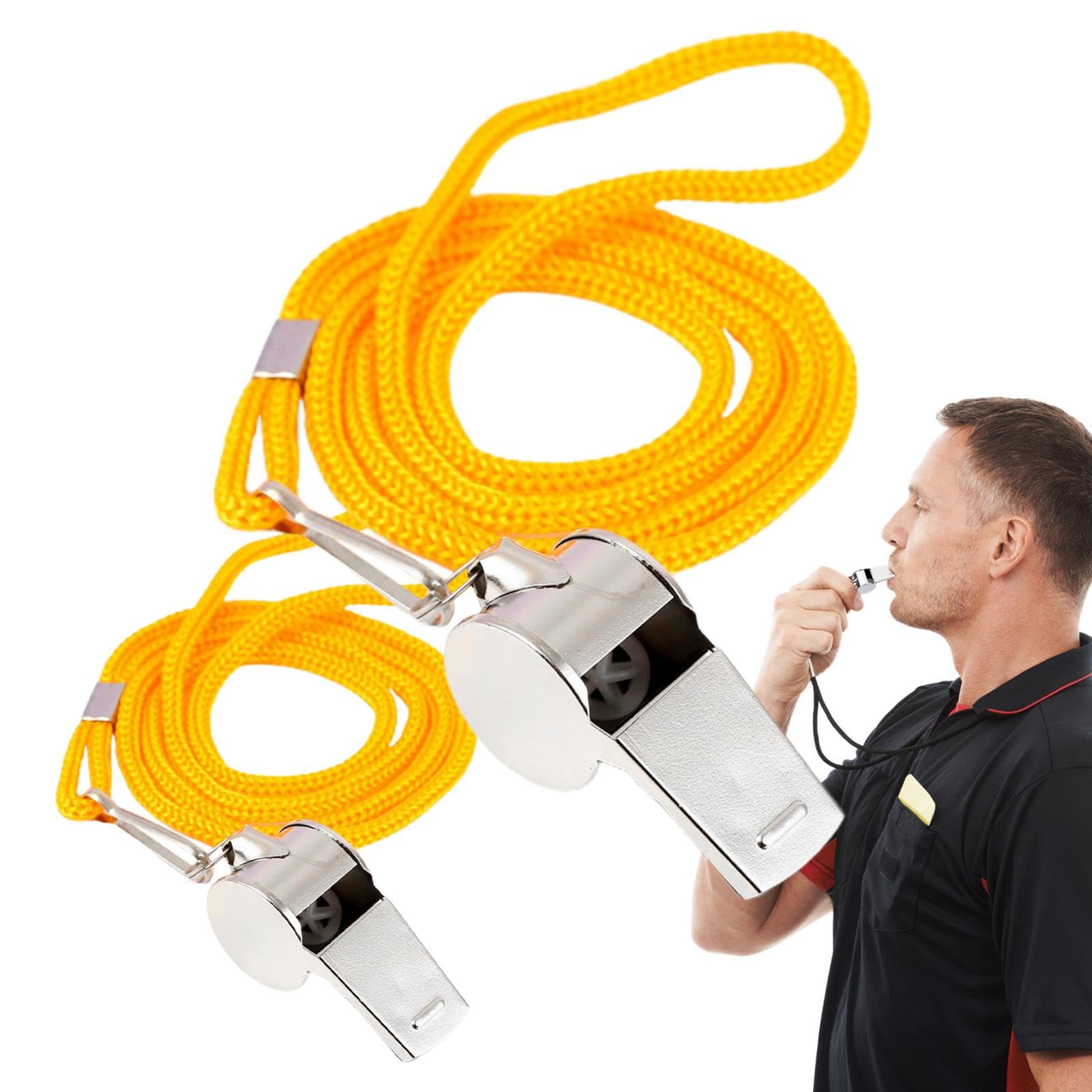 Sifflet d'extérieur en acier inoxydable avec lanière pour entraîneurs arbitres S