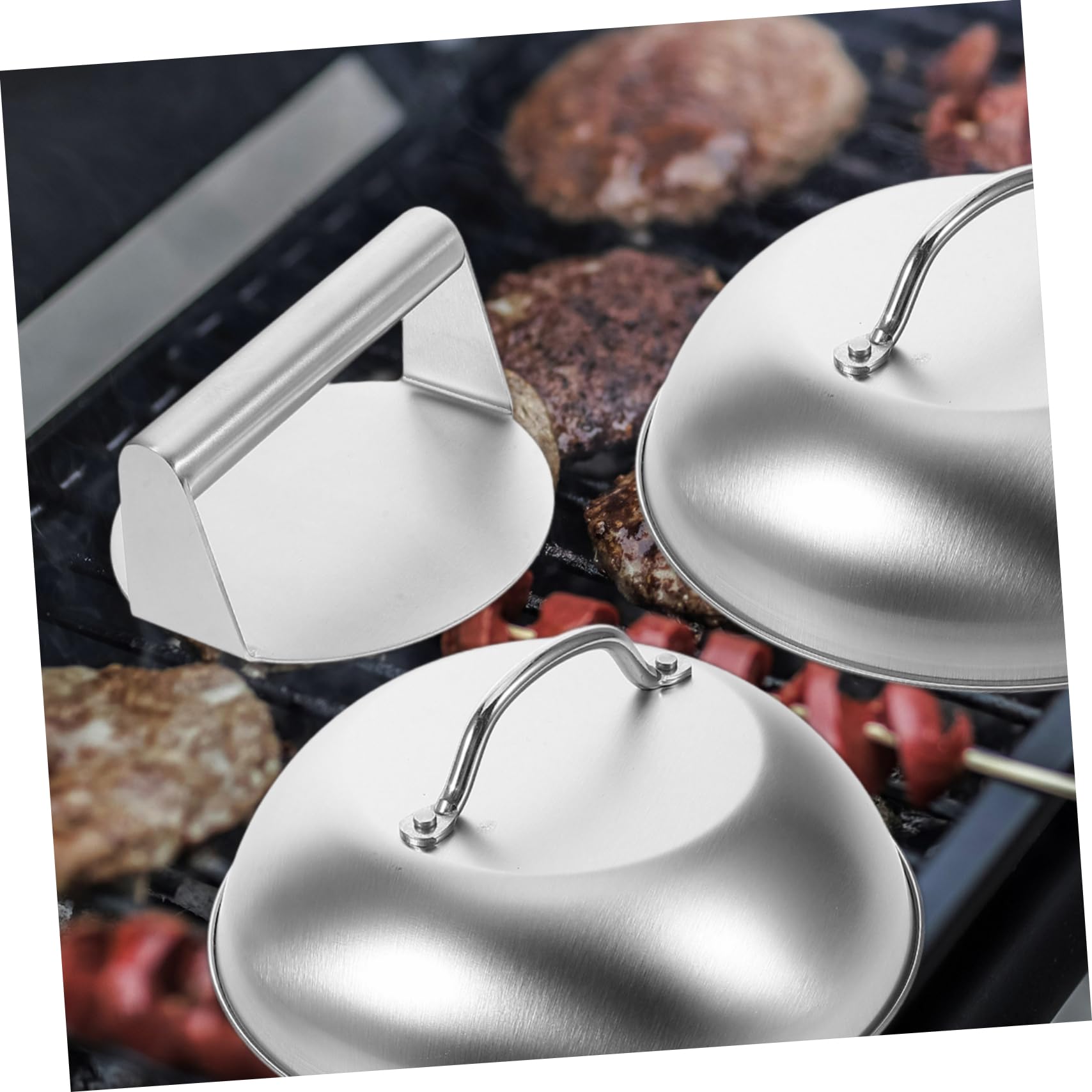 POPETPOP Kit Accessori Coperchio in Acciaio Inossidabile con Pressa per Grigliate Outdoor e BBQ