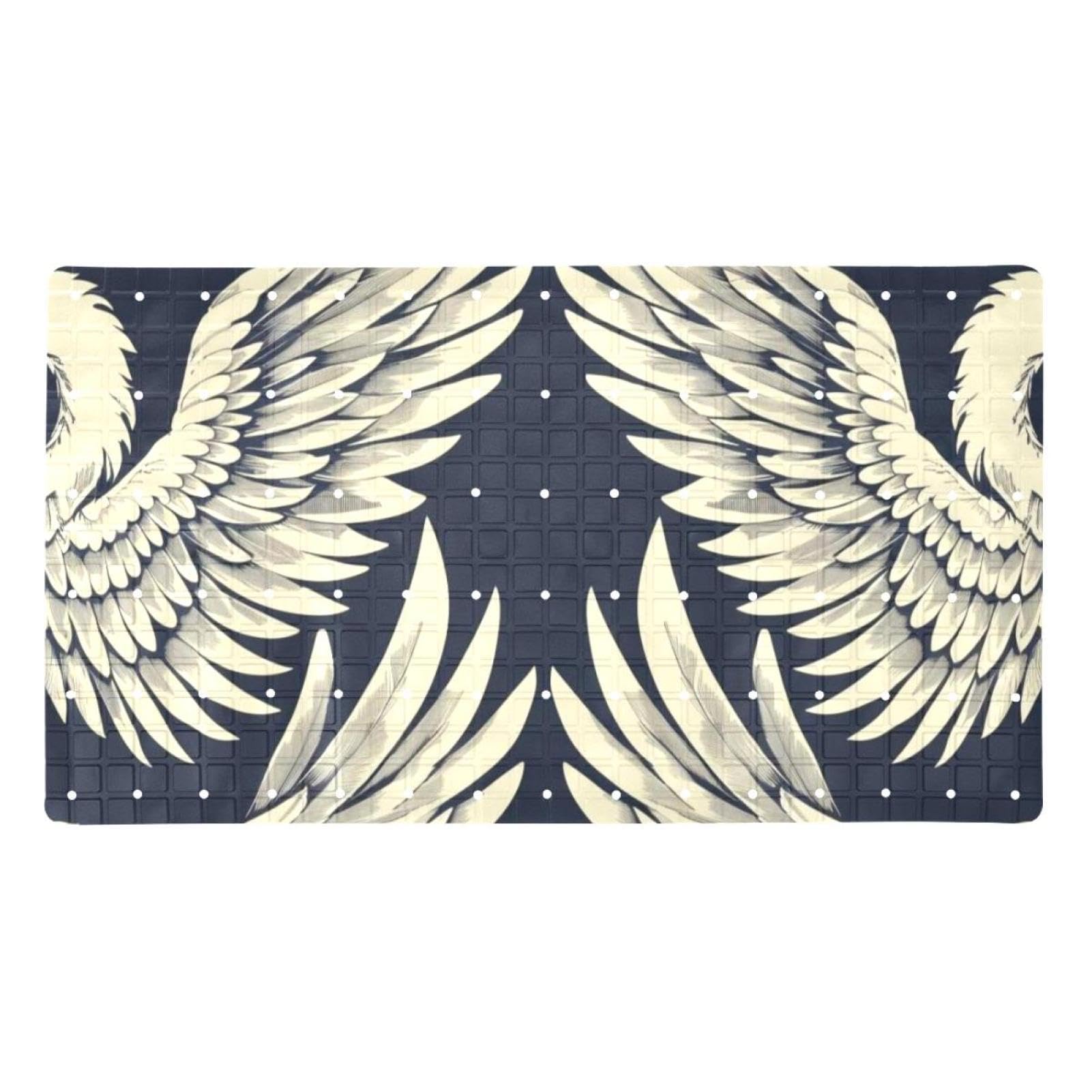 Tapis de bain antidérapant abstrait avec ailes d'ange extra long