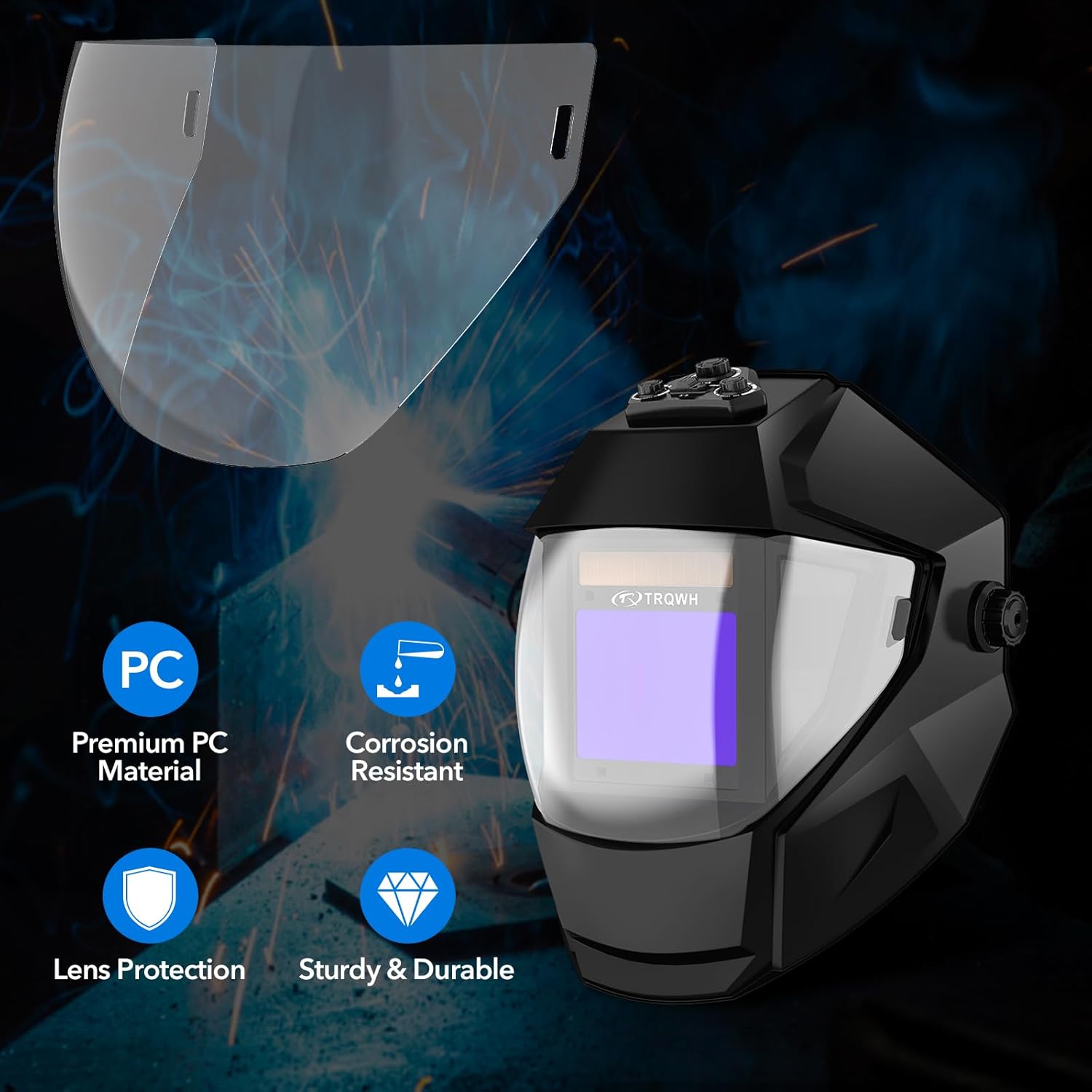 TRQWH Outside Cover Lens for Panoramic View Welding Helmet 3/Pack and 2 Inside Cover Lens