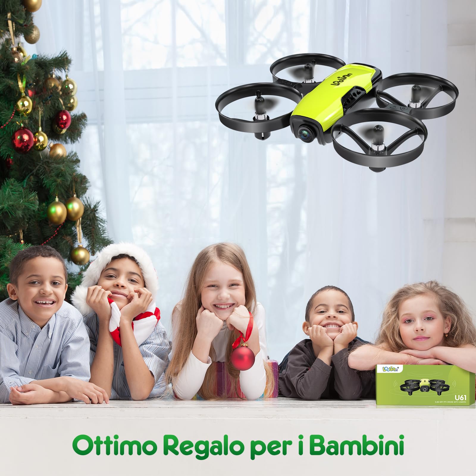 Loolinn | Drone con Telecamera per Bambini Regalo - Mini Drone, Droni Telecomandati Quadricotteri con Telecamera Orientabile/Tre Batterie Incluse / C0 (Regalo di Natale per bambini e bambine)