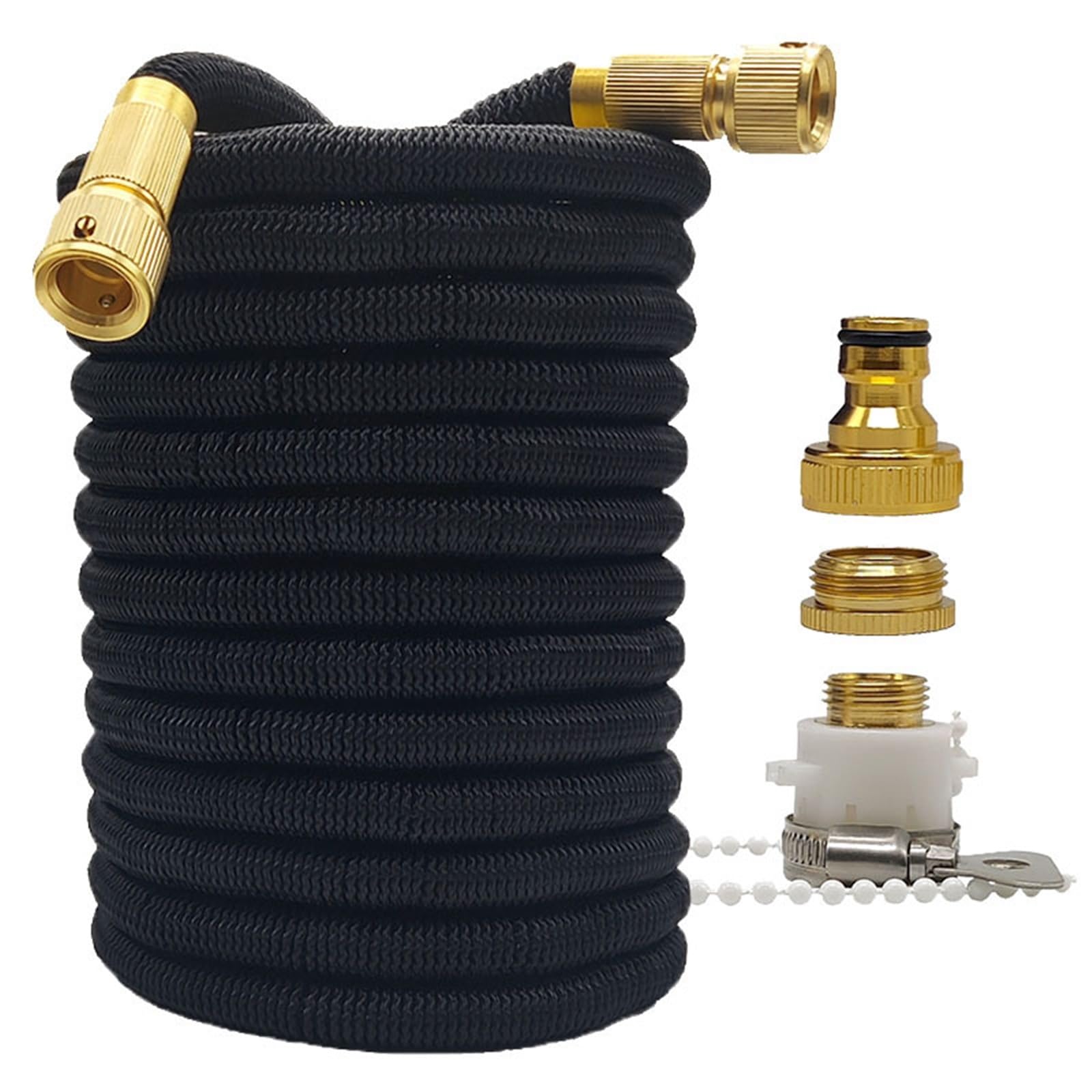 Manguera for agua de jardín alta presión, conector extensible, carrete, tuberías for riego, lavado coches(Black hose,75ft)