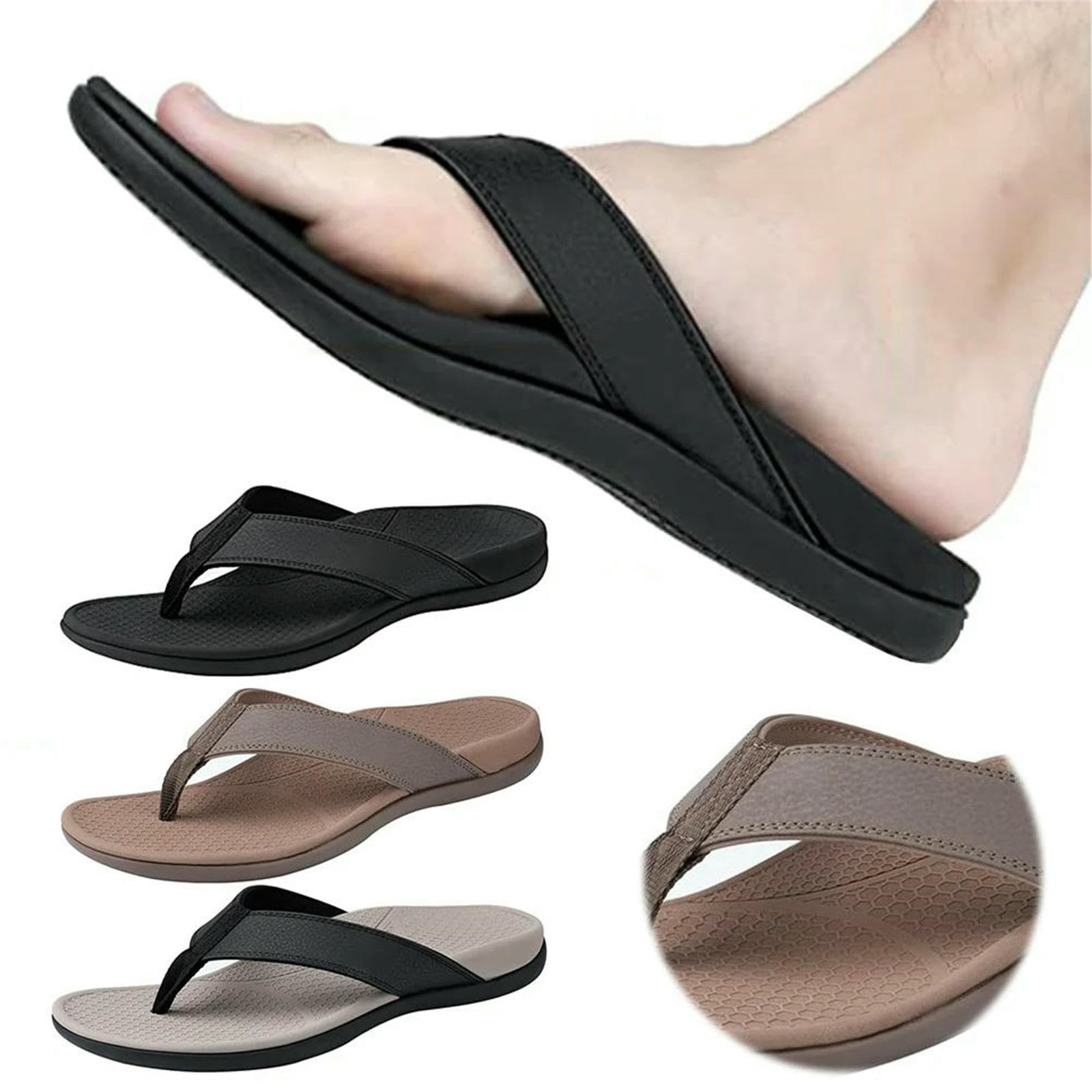 Chanclas Sandalias Cómodas No De Playa para El Alivio del Estrés Y Pie-gris-44