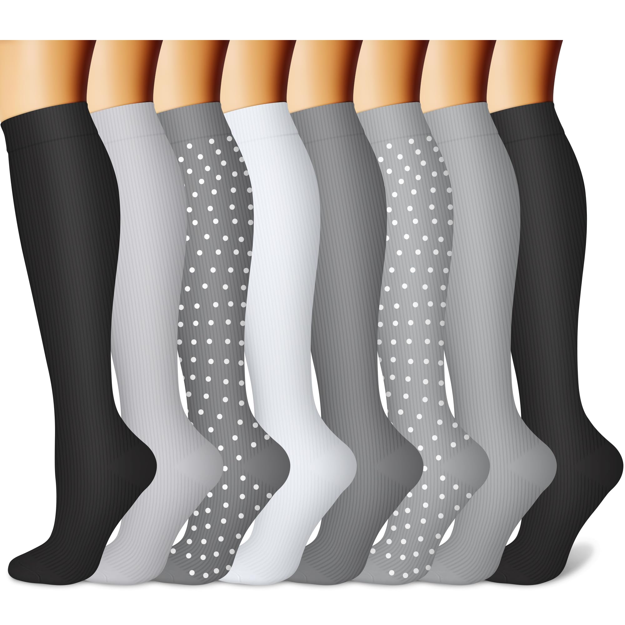 CHARMKING Compression Socks for Women & Men Circulation (8 Pairs) 15-20 mmHg is Best Support for Athletic Running,Cycling