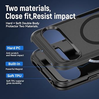 for Google Pixel 9/9 Pro Case,[Compatible with Magsafe] [Military Grade Drop Tested] Shockproof Magnetic Tough Rugged Protective Phone Case -6.3 inch (Black)