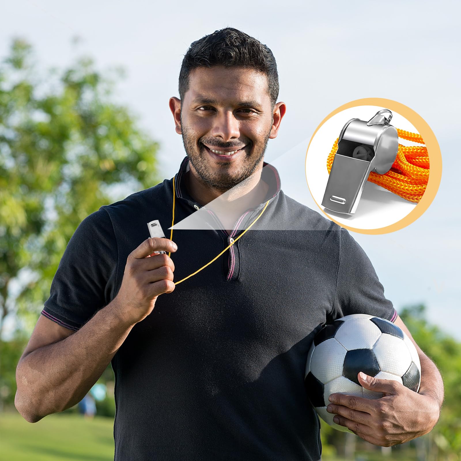 Kit Arbitre Football Complet - 4 Sifflets Métal, Cartons Rouge Et Jaune, Porte-Cartes | Pour Matchs Et Entraînements