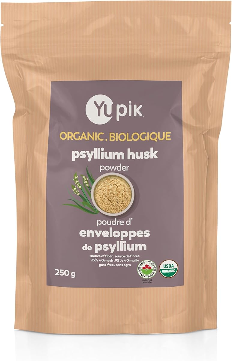 Yupik Yupik Organic Psyllium Husk Powder 250g, 95% Purity, Soluble Fiber, USDA Certified, Non-GMO, Vegan, Gluten-Free, Unflavored, Plant-Based, Coarse Milled Husk, Ideal for Baking & Digestive Health