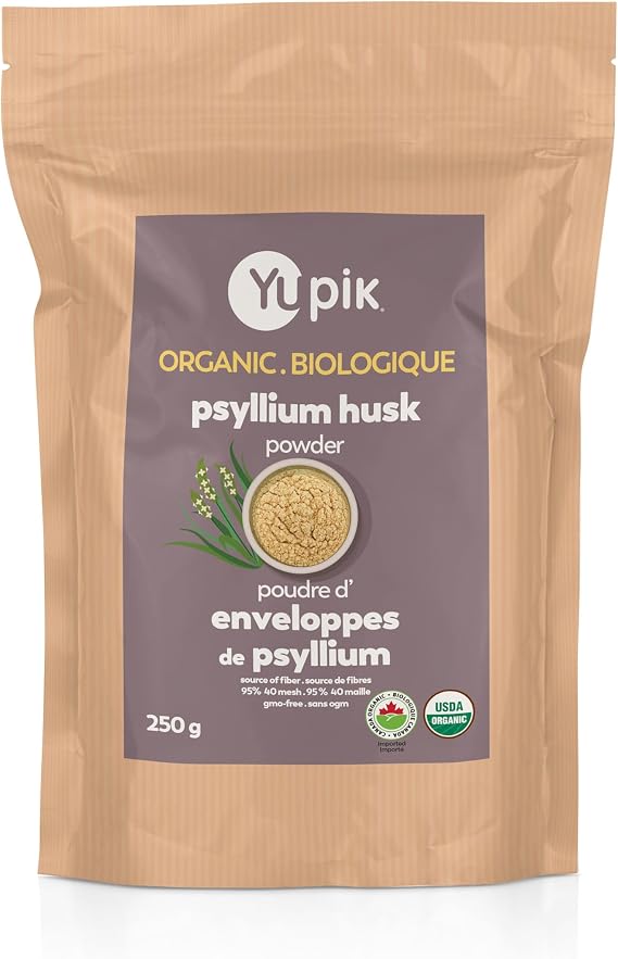 Yupik Organic Psyllium Husk Powder 8.8oz, 95% Purity, Soluble Fiber, USDA Certified, Non-GMO, Vegan, Gluten-Free, Unflavored, Plant-Based, Coarse Milled Husk for Baking & Digestive Health