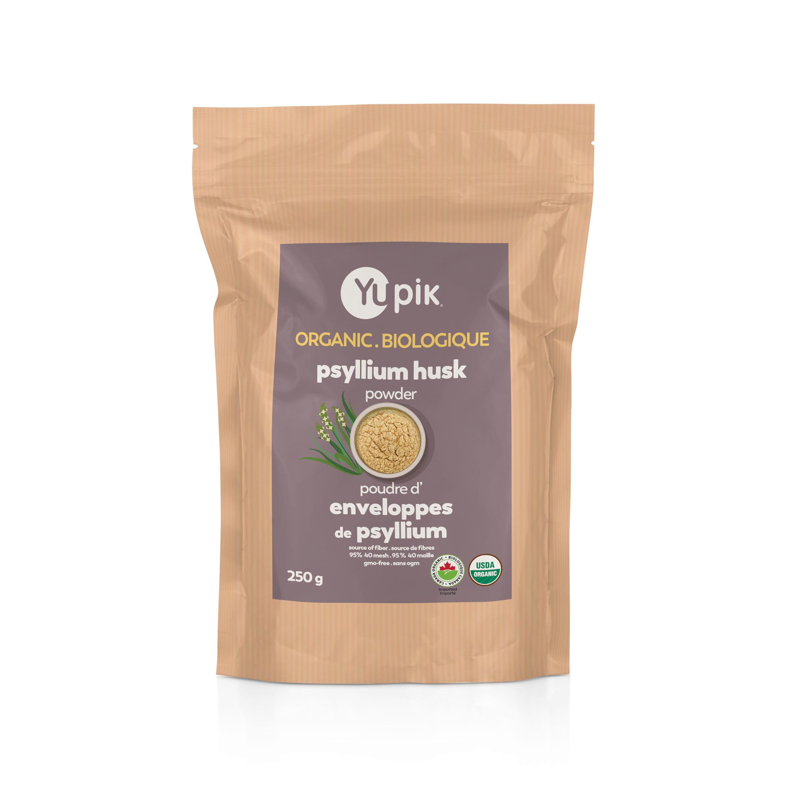 Yupik Organic Psyllium Husk Powder 8.8oz, 95% Purity, Soluble Fiber, USDA Certified, Non-GMO, Vegan, Gluten-Free, Unflavored, Plant-Based, Coarse Milled Husk for Baking & Digestive Health 8.8 Ounce