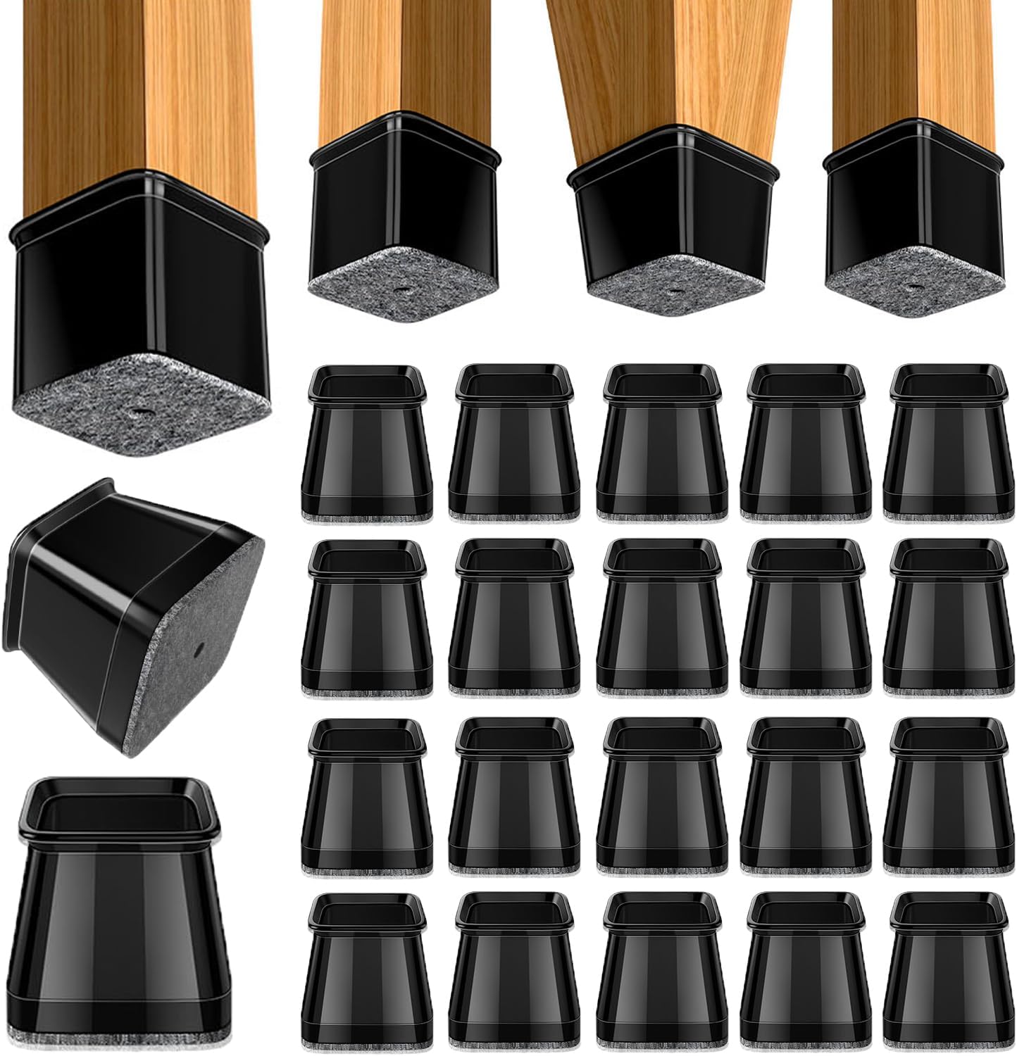 20-Pack Silicone Chair Leg Protectors | Universal Floor Savers For Hardwood & Tile