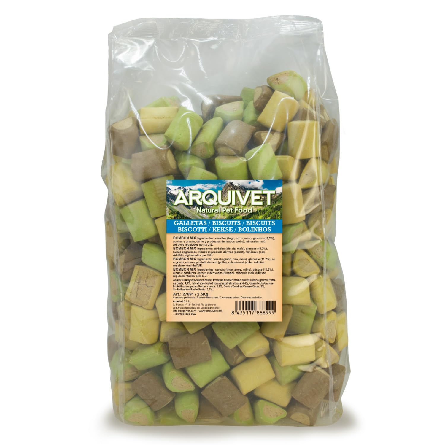 Arquivet, Biscuits, Galletas para perros, Bombón mix, 10 kg