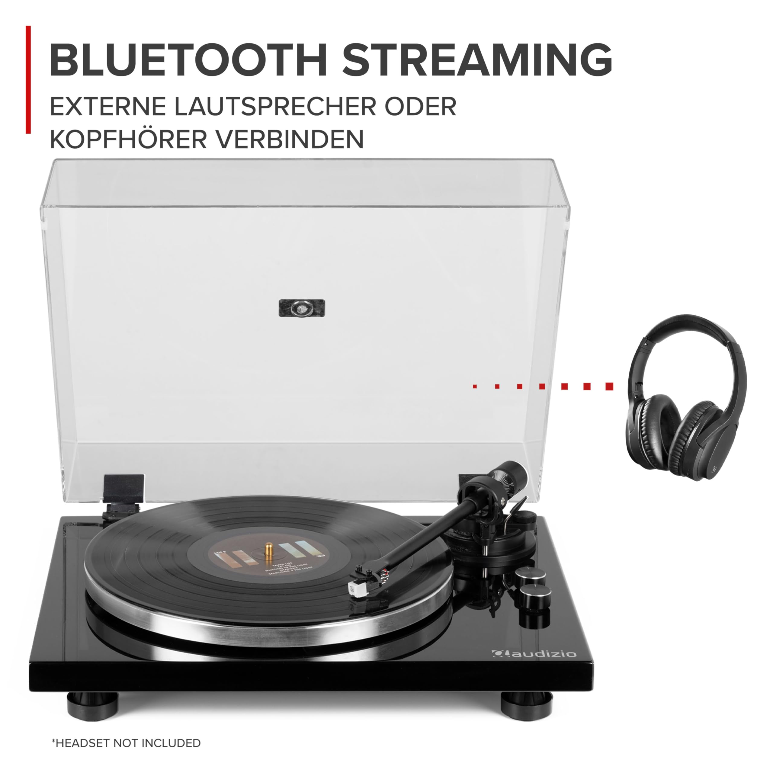 Audizio Toledo Plattenspieler Bluetooth Schallplattenspieler 33/45 RCA | Tonabnehmer, Vorverstärker, Riemenantrieb, Aluminium-Tonarm, Anti-Skating, Vinyl Player, Record Player, Turntable, Gramofon