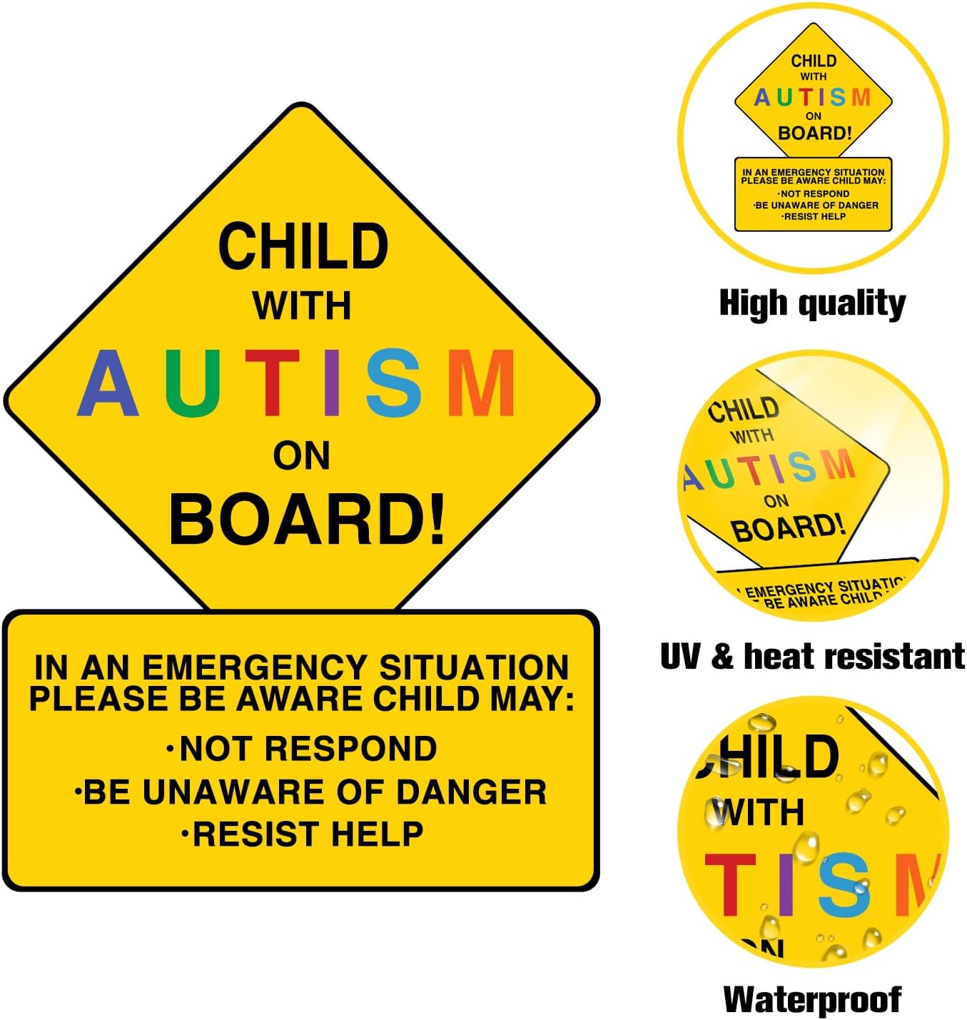 2 Pack Child with Autism On Board Magnets, Autism Awareness Car Decal for Car Truck SUV Van Window Bumper Reusable and Strong Magnetic Signs with 30mil Thickness