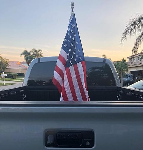 Miniatura 5 de iJDMTOY Kit de soporte de bandera de montaje lateral para carril de caja de camión, compatible con Toyota Tundra Tacoma, también otros camiones con