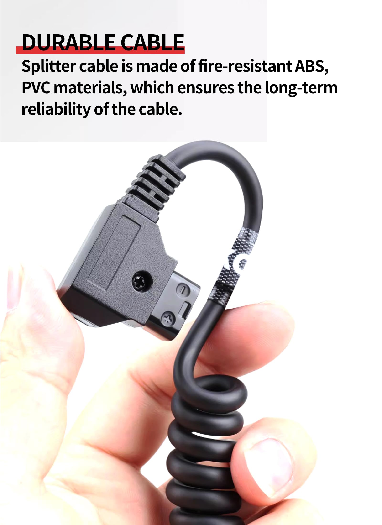 Cable Divisor de DTAP, Cable de Alimentación de DTAP Macho a 3 Puertos Hembra con Pantalla de Voltaje, 8a D Tap Voltímetro de Cubo para Batería de Cámara V, Jaula de Cámara,