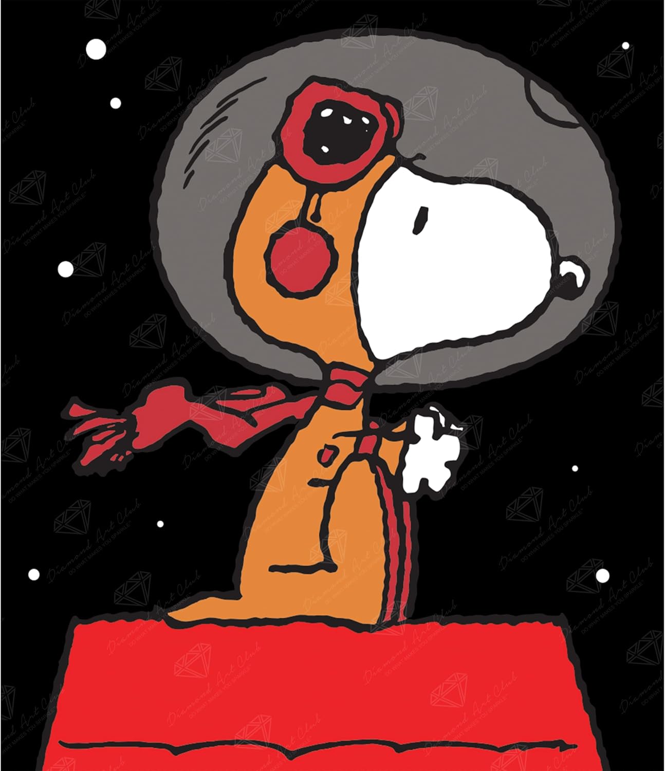 DIAMOND ART CLUB Earth to Snoopy Diamond Painting Kit, Fun DIY Crafts for Adults, Round Diamond Art Canvas, 13" x 15" (32.8 cm x 38.1 cm)