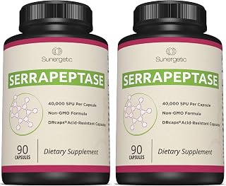 Premium Serrapeptase Enzyme Supplement – Helps Support Sinus Health – Powerful Serrapeptase Enzymes Formula – 40,000 SU Per Capsule- 90 Enteric Coated Serrapeptase Capsules (Pack of 2)