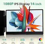 Laptop Screen Extender 14" - Triple Portable Monitor 1080P FHD IPS Extra Second Screen HDMI/USB-C Plug-Play Compatible with Wins Mac Dex Chrome Travel Work Fits 13-17" Laptops