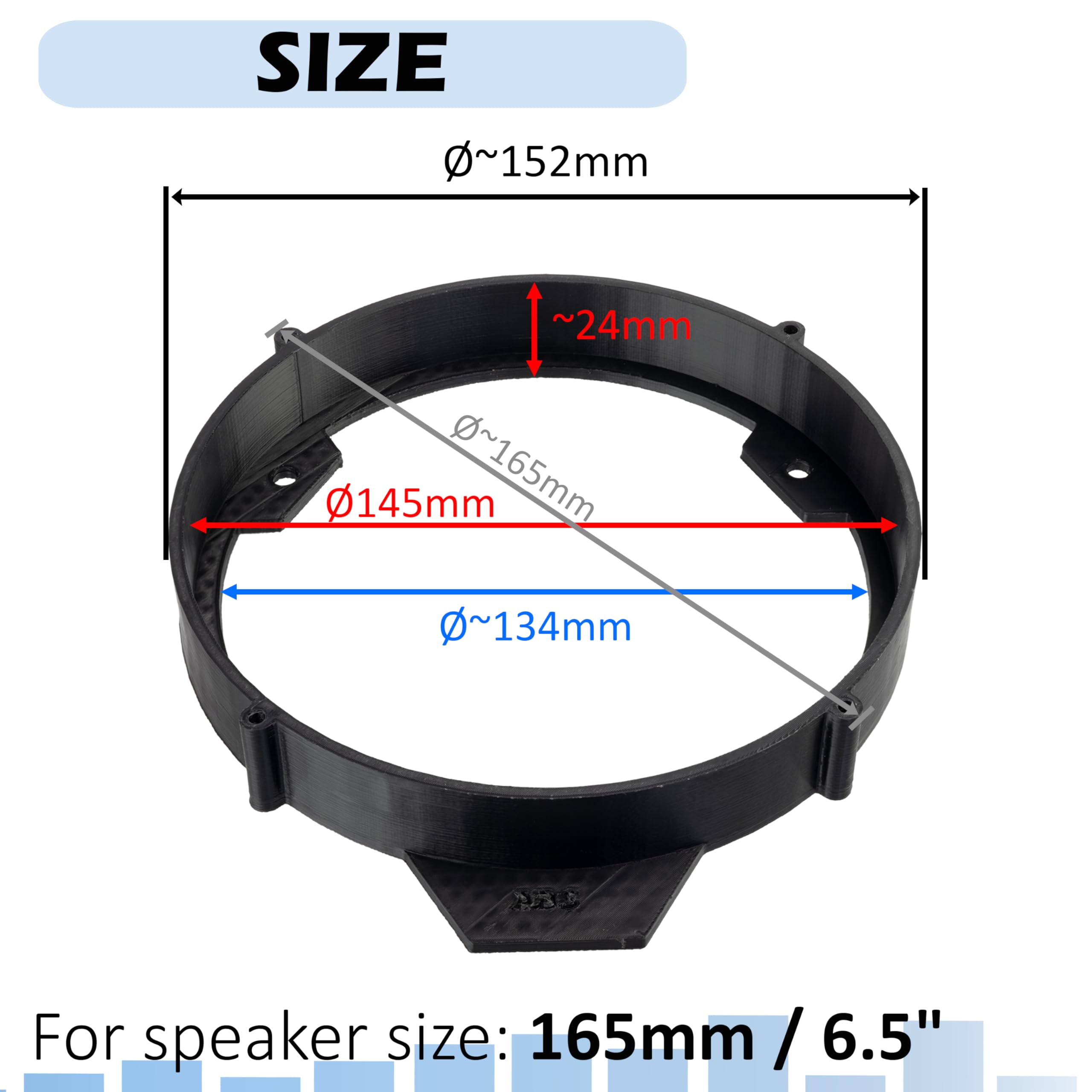 AERZETIX - Juego de 2 adaptadores/Soportes para Altavoces Ø165mm | Compatible con Mercedes A-Class W176, CLA W117 (Puertas Delanteras y traseras) y E-Class W212 (traseras)
