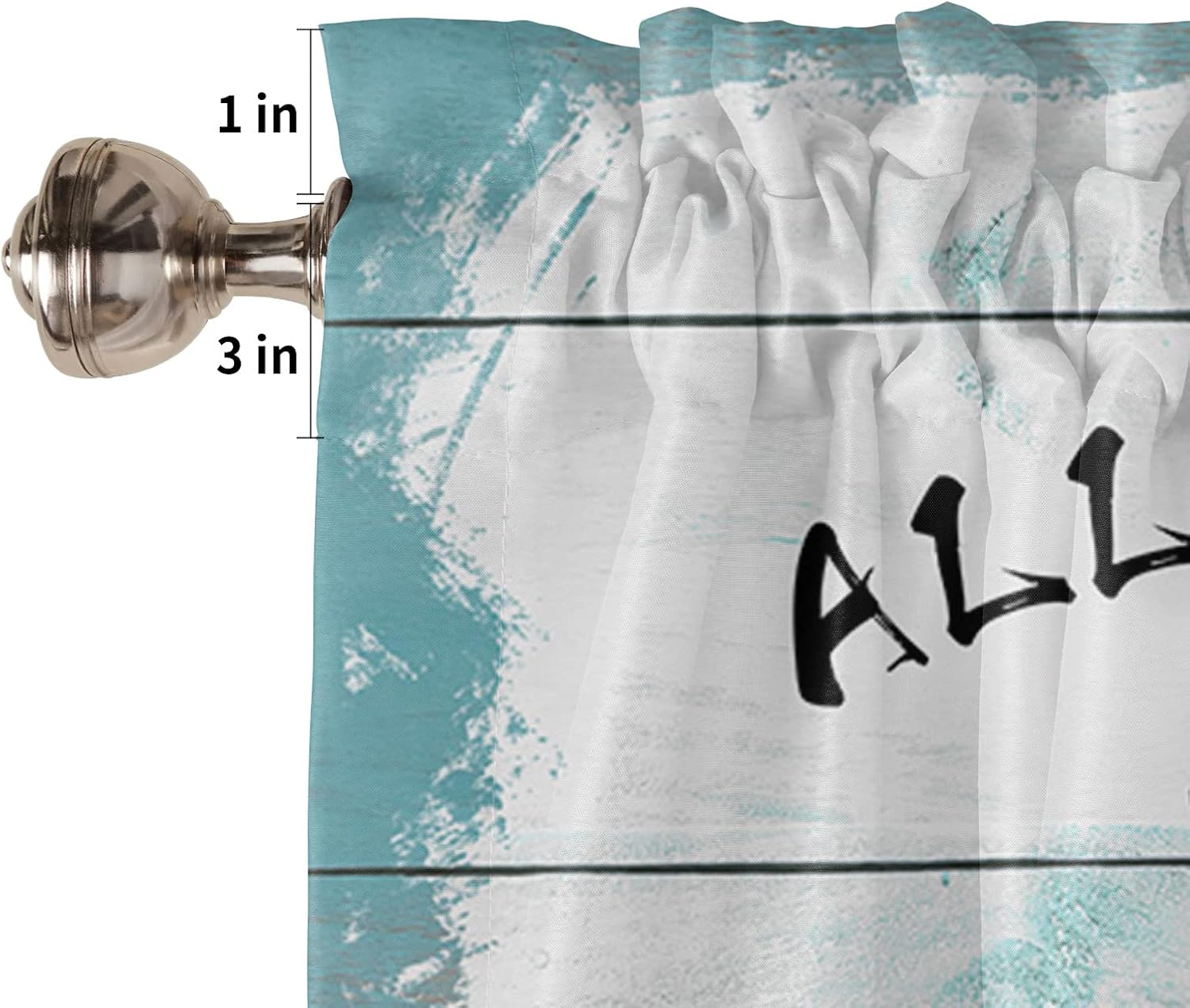 Z&L Home Rod Pocket Valance Curtains for Kitchen, Blue Classic Truck with Dogs Window Valances Short Country Vintage White Wood Grain 2 Panels Drapes Treatment Living Room Bathroom Decor, 27.5x24inx2