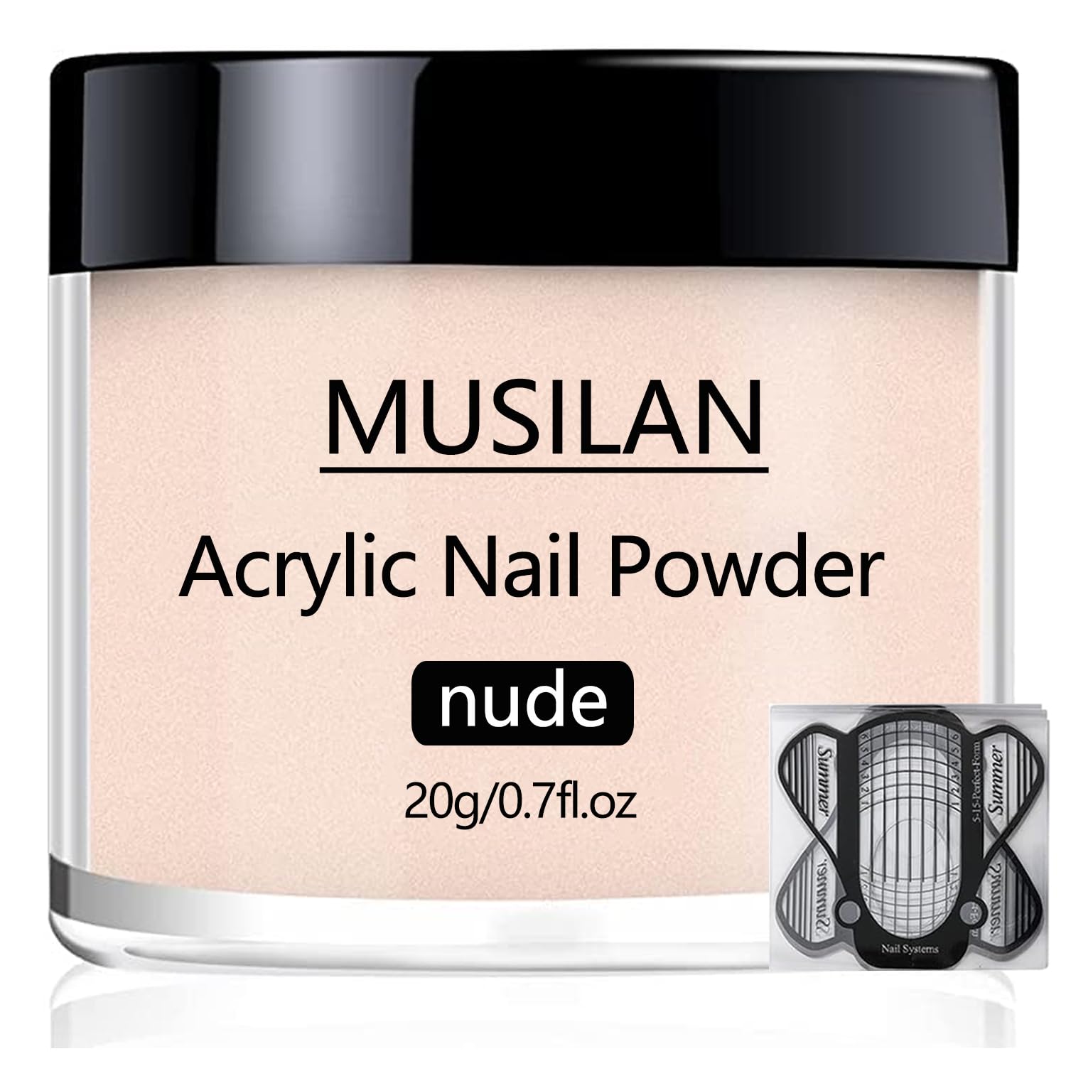 Acrylic Nail Power with Nail form, 20g Professional Nude Acrylic Powder for Acrylic Nails Extension No Need Nail Lamp, 3D Nail art acrylic Polymer Powder, works with Monomer Acrylic Liquid