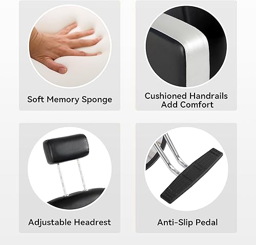 Vista 36 de Silla de salón de altura ajustable para silista de cabello, sillas reclinables de peluquería, silla de peluquería hidráulica, silla de champú Gris