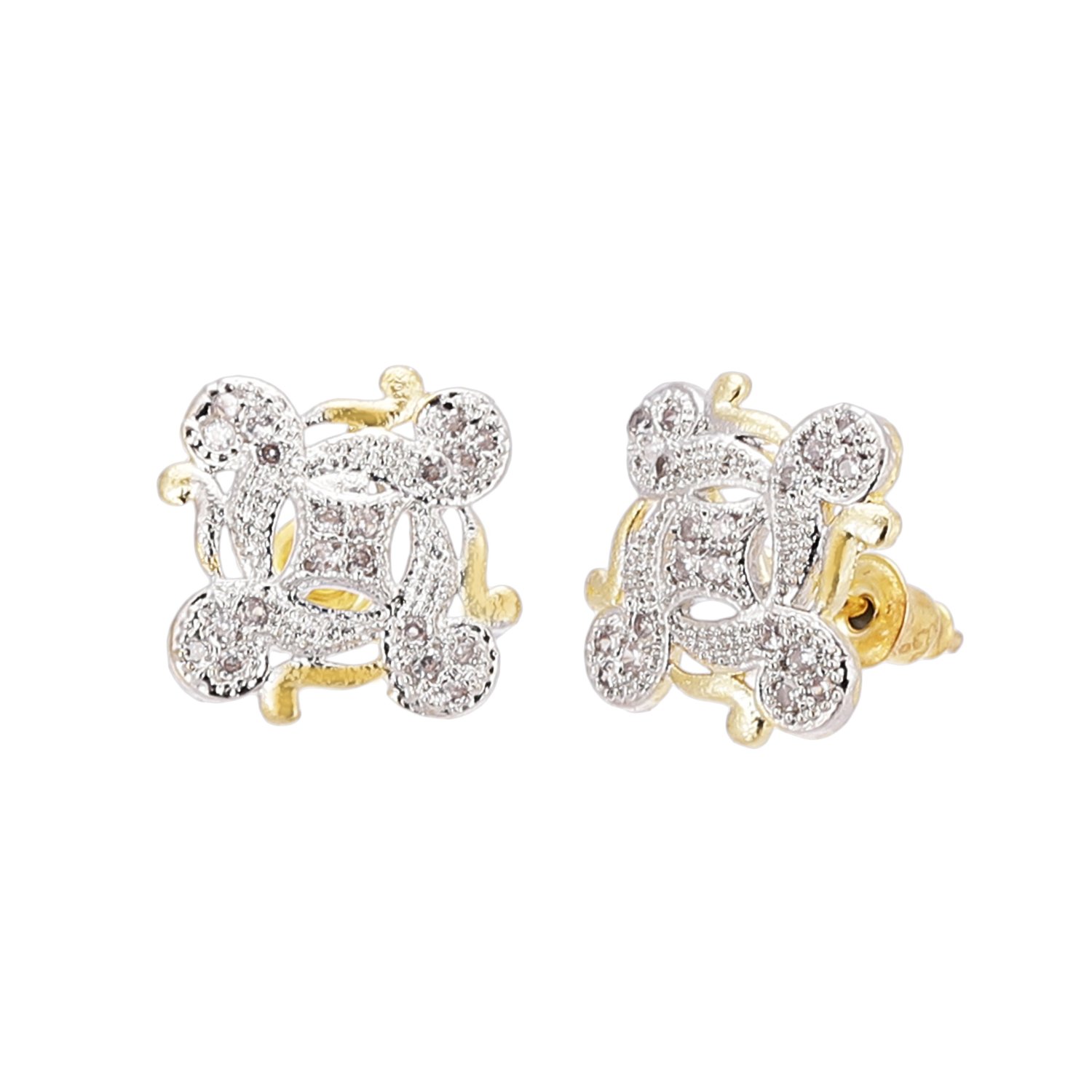 Kennice Earring Gold Plated Brass Cz Crystal Studded Pincess Shaped Bud Classic Stud Jewellery For Girl And Women (B09DSNGJHR) Amazon Price History, Amazon Price Tracker
