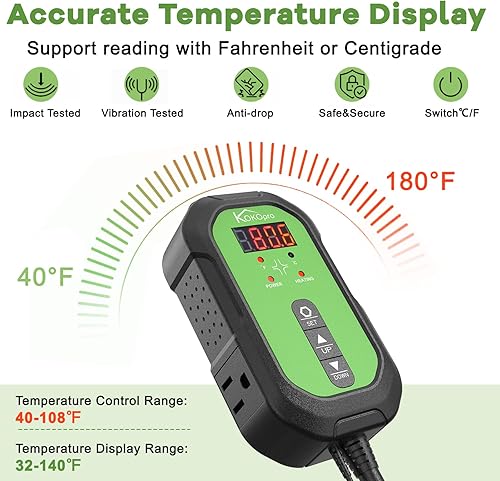 Miniatura 6 de KOKOPRO - Tapete de calor para plántulas  Tapete de calor impermeable duradero para plantas almohadilla de calefacción hidropónica cálida para