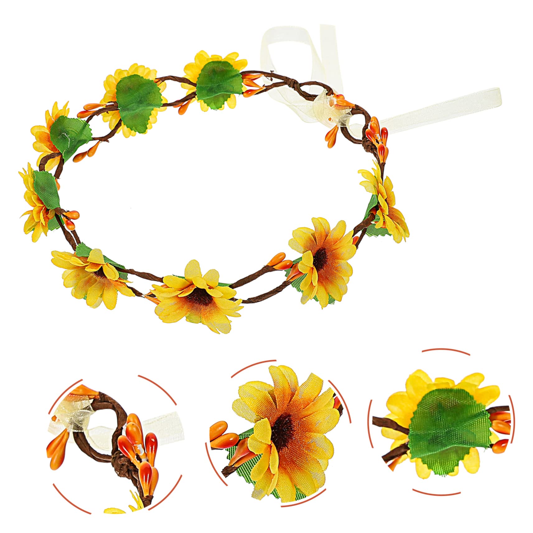 Healeved 2 Pièces Fleurs Bandeau Élégant pour Fête Plage et Photographie
