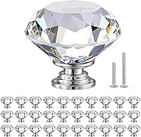 Vista 1 de POZEAN Perillas de gabinete de cristal 30 unidades, perillas para cómoda de 1.57 pulgadas para gabinete, cajón con dos tamaños diferentes